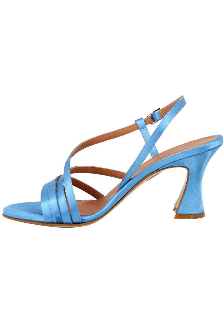 Sandali slingback donna in raso azzurro e suola in cuoio ROCK 19 051 Tattoo 