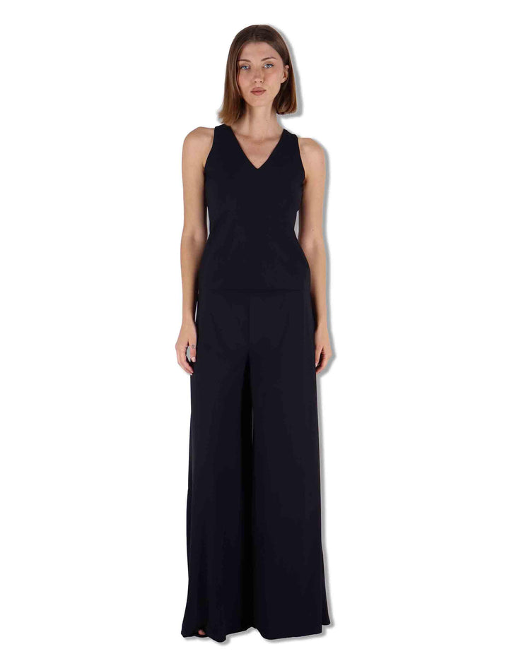 Top donna Soft Jersey in nero con scollo a V e giromaniche JP556470210 20000 Maliparmi 