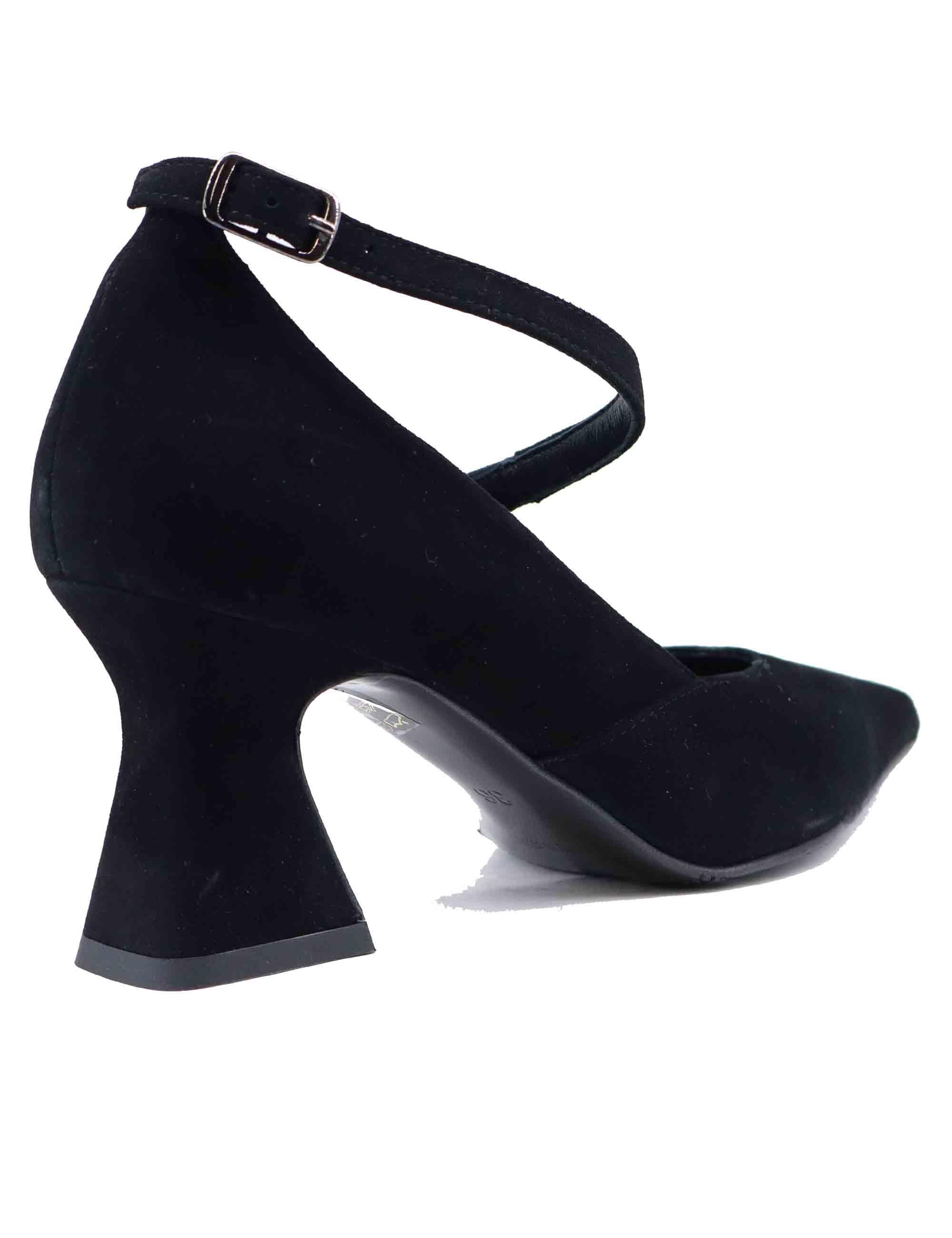 Decollete donna in camoscio nero con tacco alto SP1058 001 Spatarella 