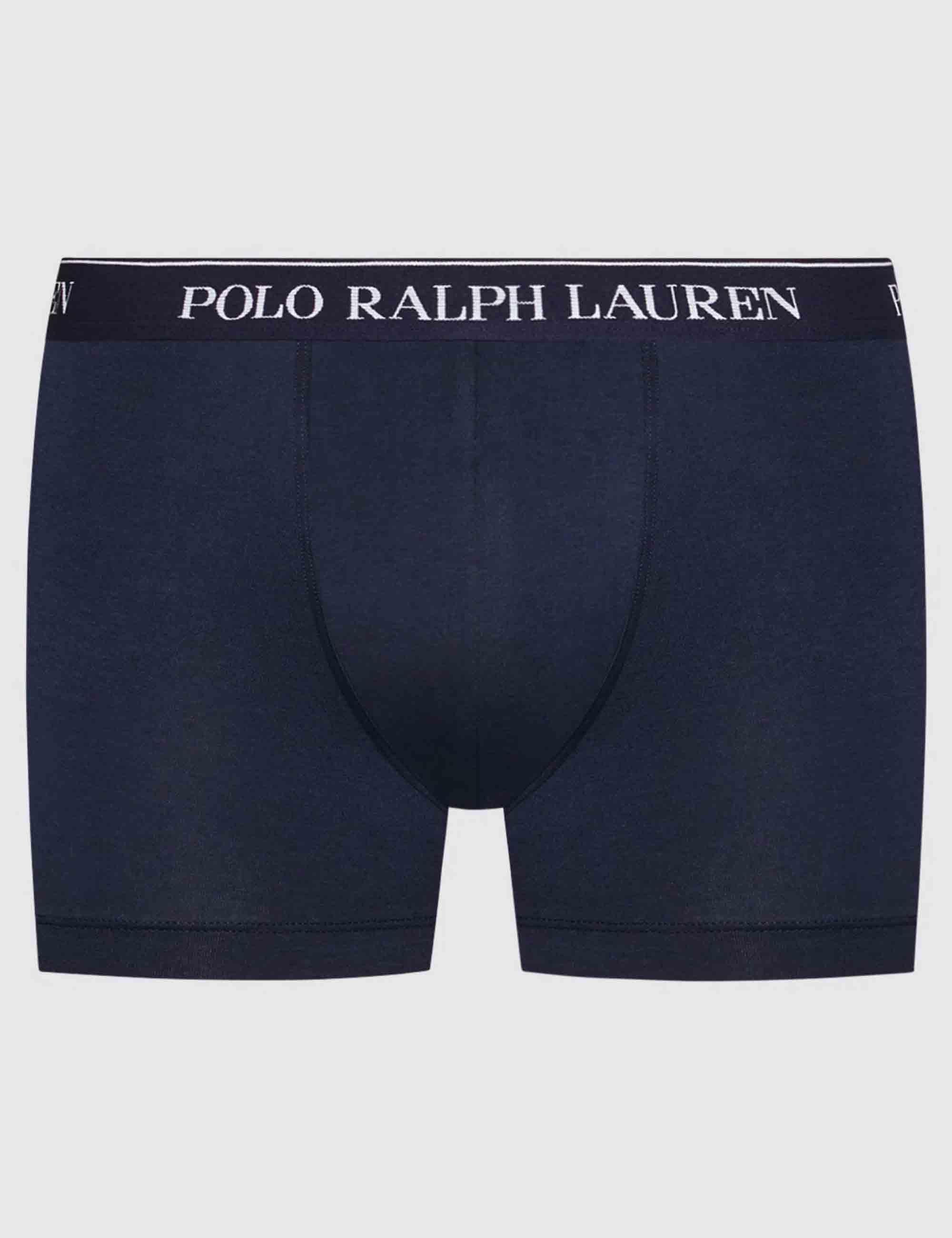 Boxer in puro cotone blu con elastico Set di 3 714835885004 NVY Polo Ralph Lauren 