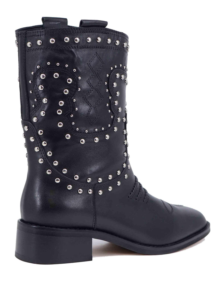 Texani donna Briawa in pelle nera con borchie 822T10AA 03 Bibi Lou 