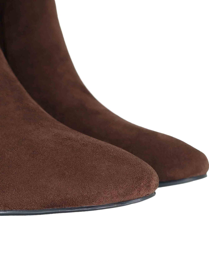 Stivaletti donna in tessuto elasticizzato marrone con tacco medio 506T82VK 90 Bibi Lou 