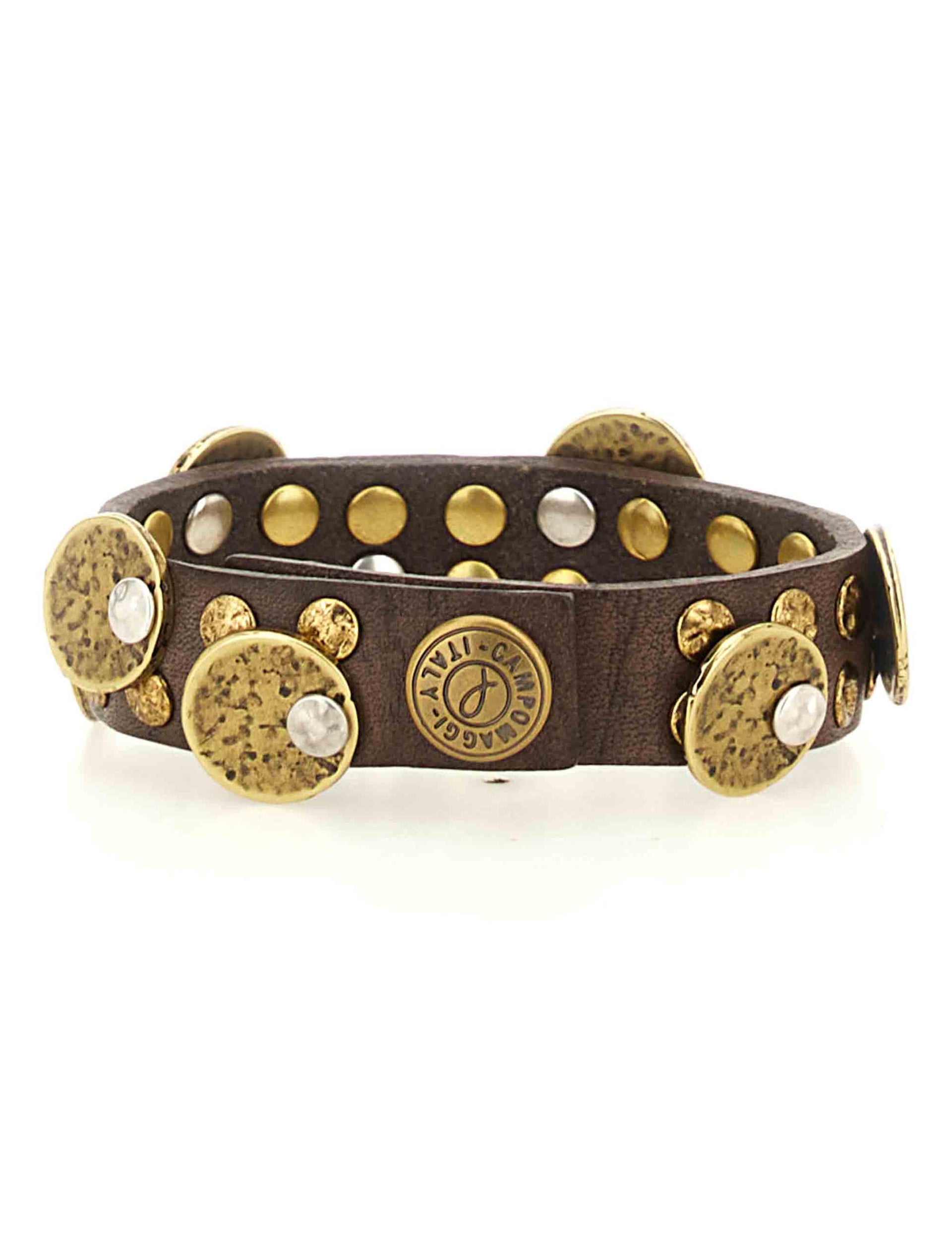 Bracciali donna in pelle marrone con borchie e fibbe C024010ND X3010 C1501 Campomaggi 