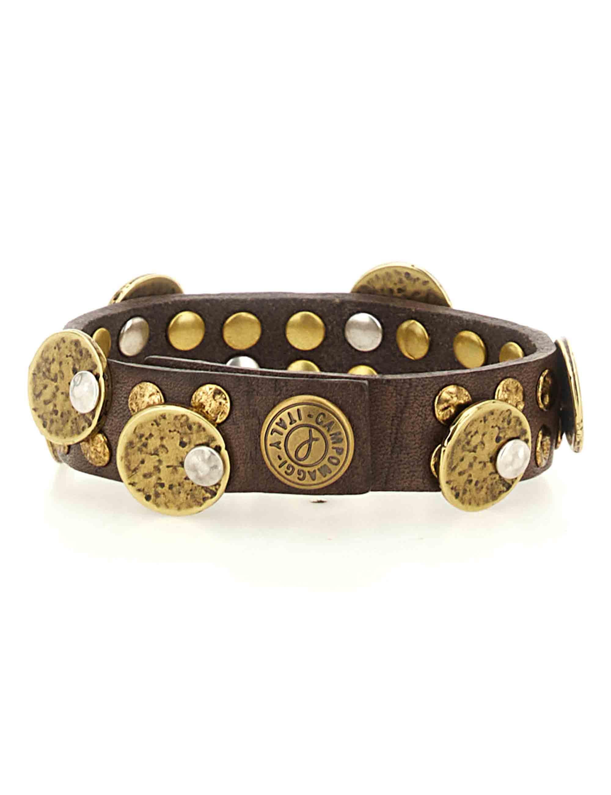 Bracciali donna in pelle marrone con borchie e fibbe C024010ND X3010 C1501 Campomaggi 