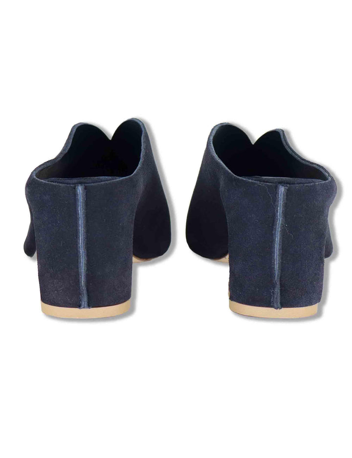 Sandali donna in camoscio blu senza cinturini con punta quadra DS2677/SR 002 L'Arianna 