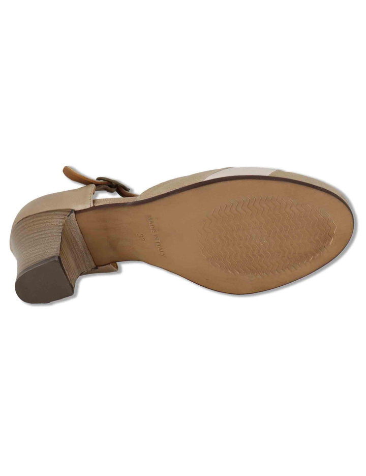 Decollete donna in pelle taupe con cinturino alla caviglia e tacco alto SP2849 032 Spatarella 