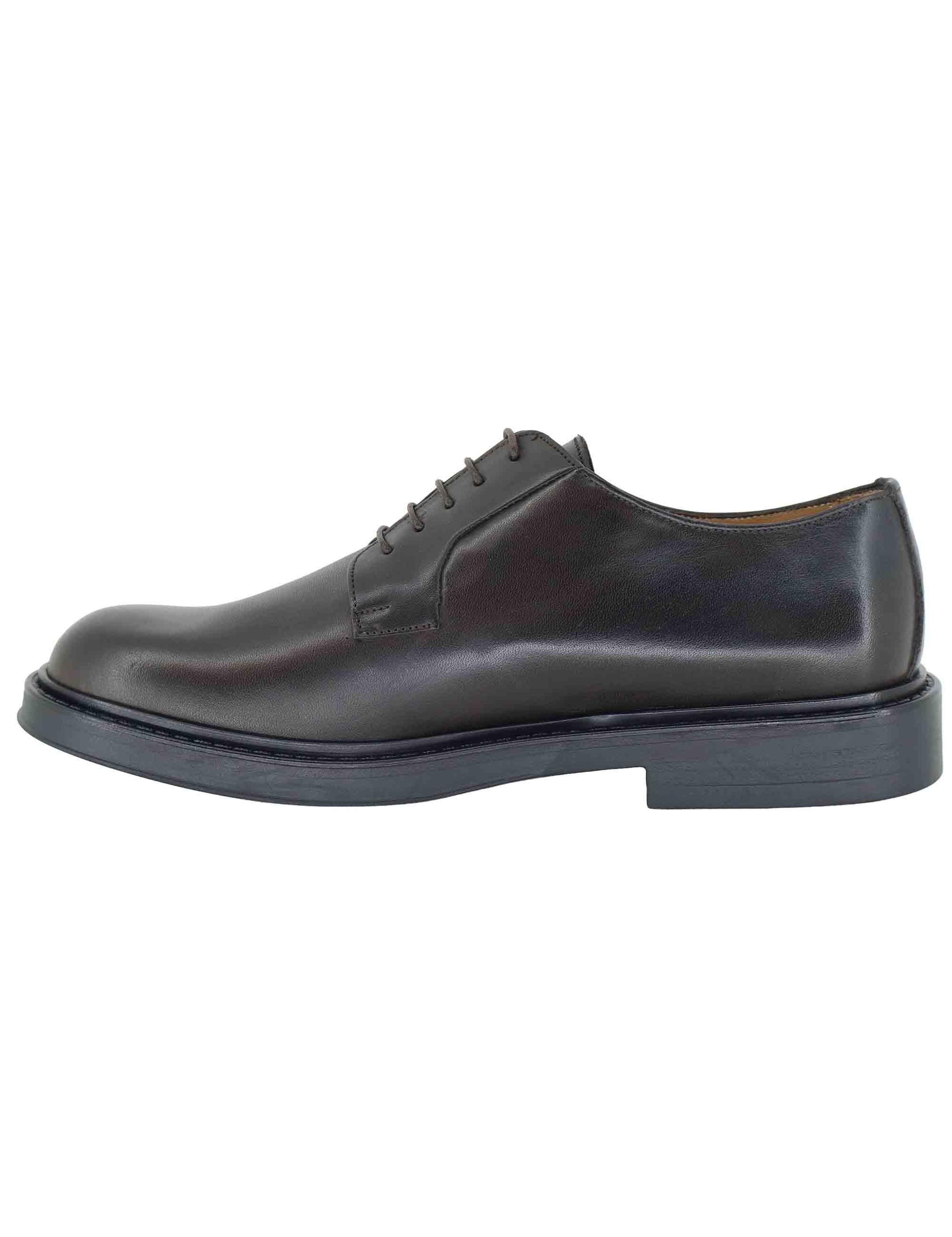 Stringate uomo in pelle marrone con suola in gomma SP044 014 Spatarella 