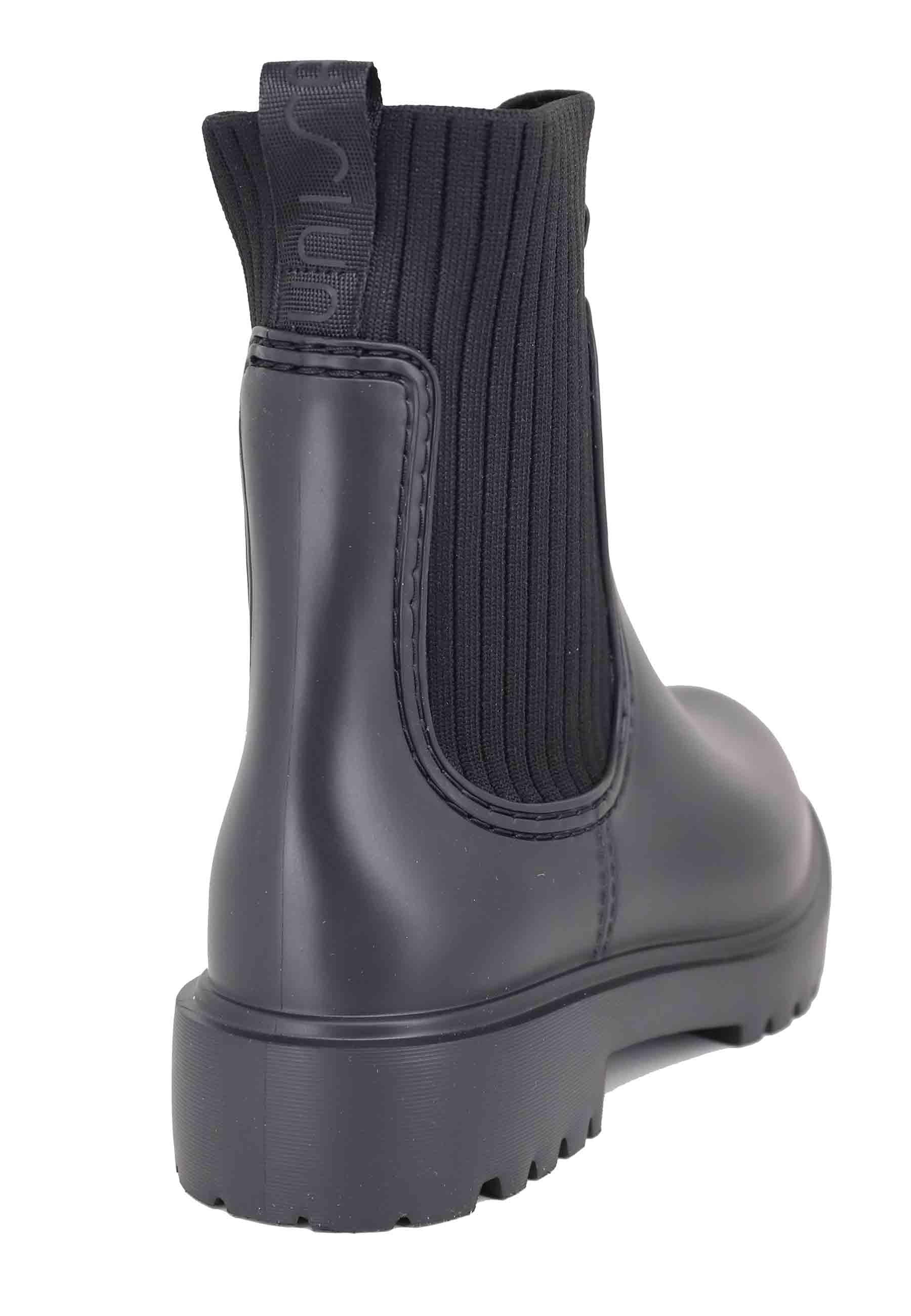 Stivaletti pioggia donna in pvc nero con elastici laterali FAYNAR RIB BLACK Unisa 
