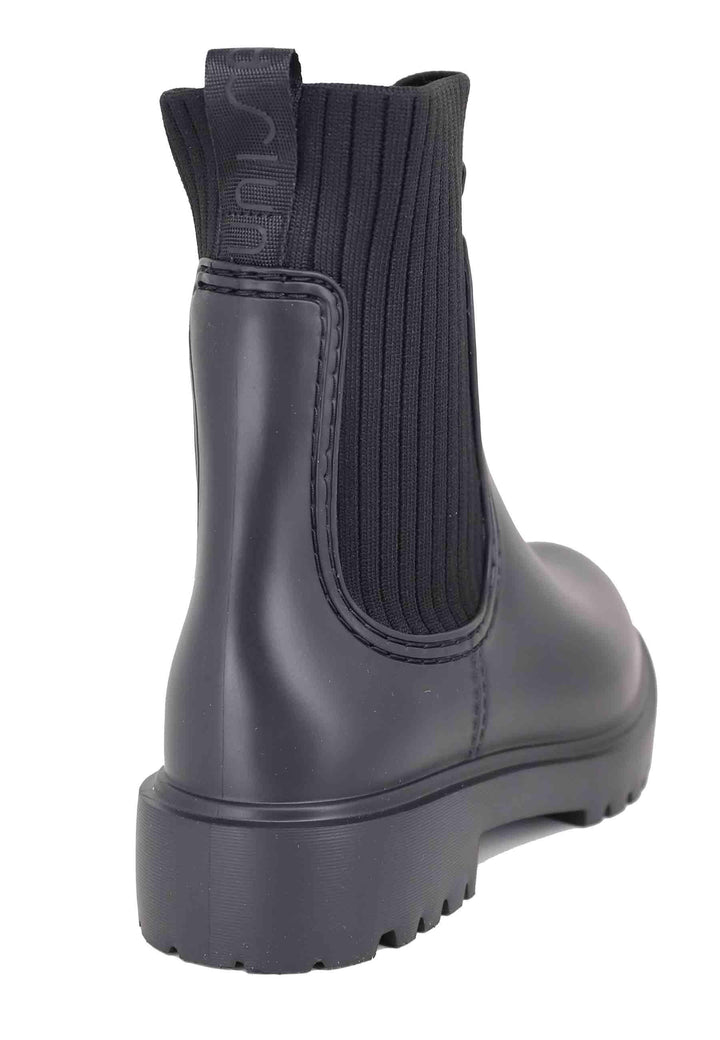 Stivaletti pioggia donna in pvc nero con elastici laterali FAYNAR RIB BLACK Unisa 