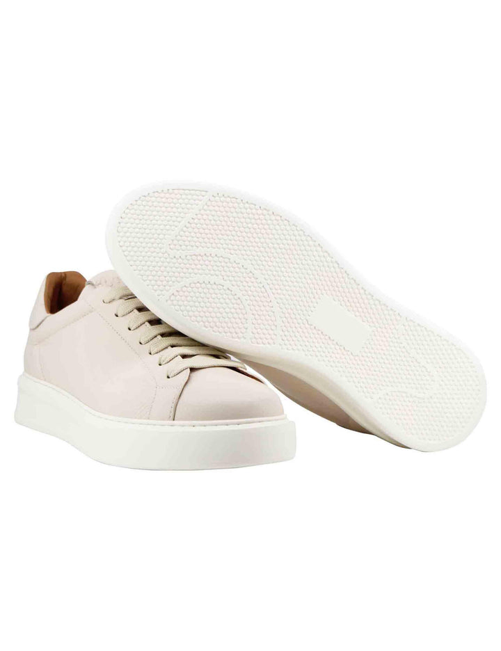 Sneakers uomo in pelle beige martellata con suola alta in gomma TAGO 5 015 Rogal's 