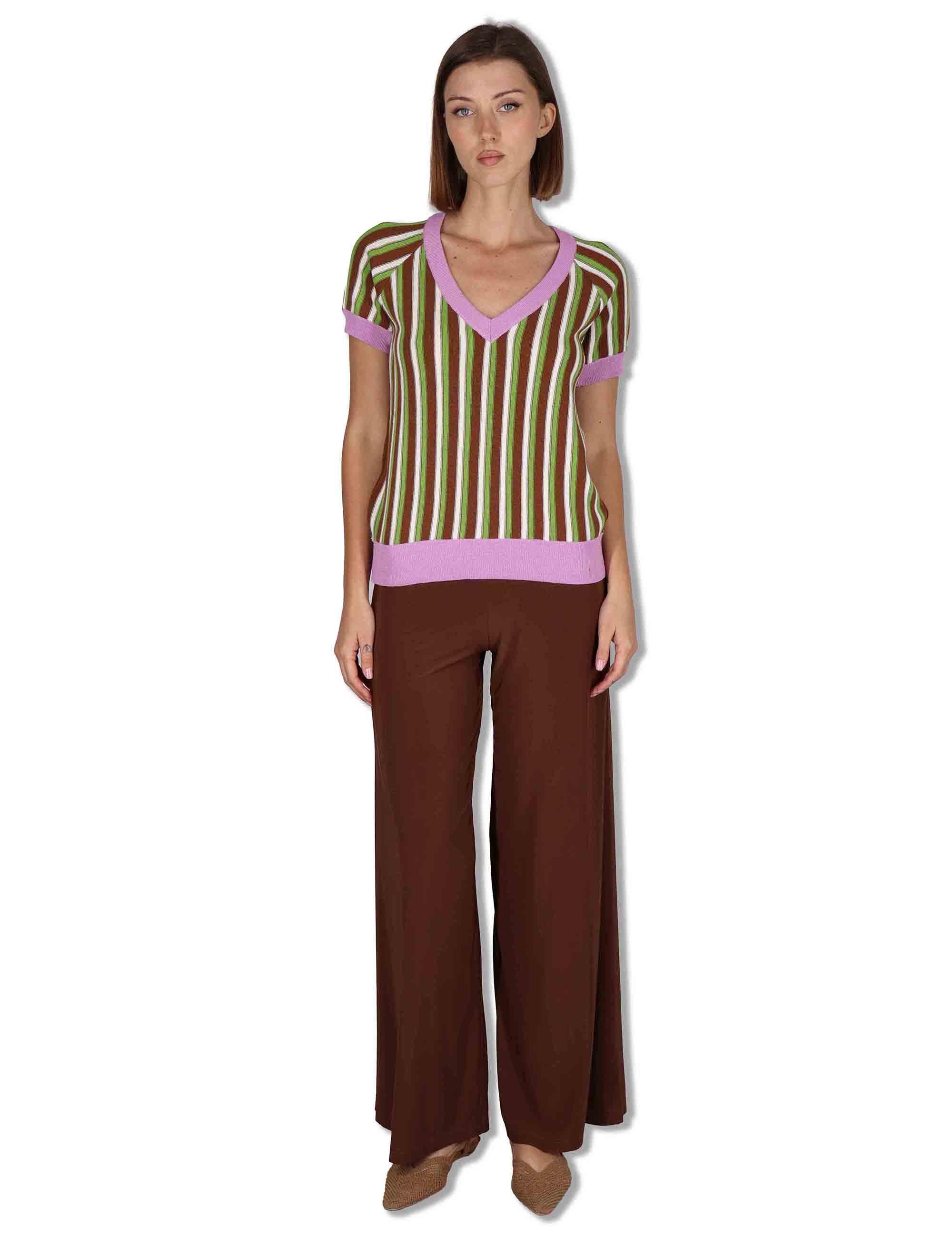 Pantaloni donna Palazzo Trousers in jersey stretch marrone JFAPN0001-E2771-1275 8110 Justmine 