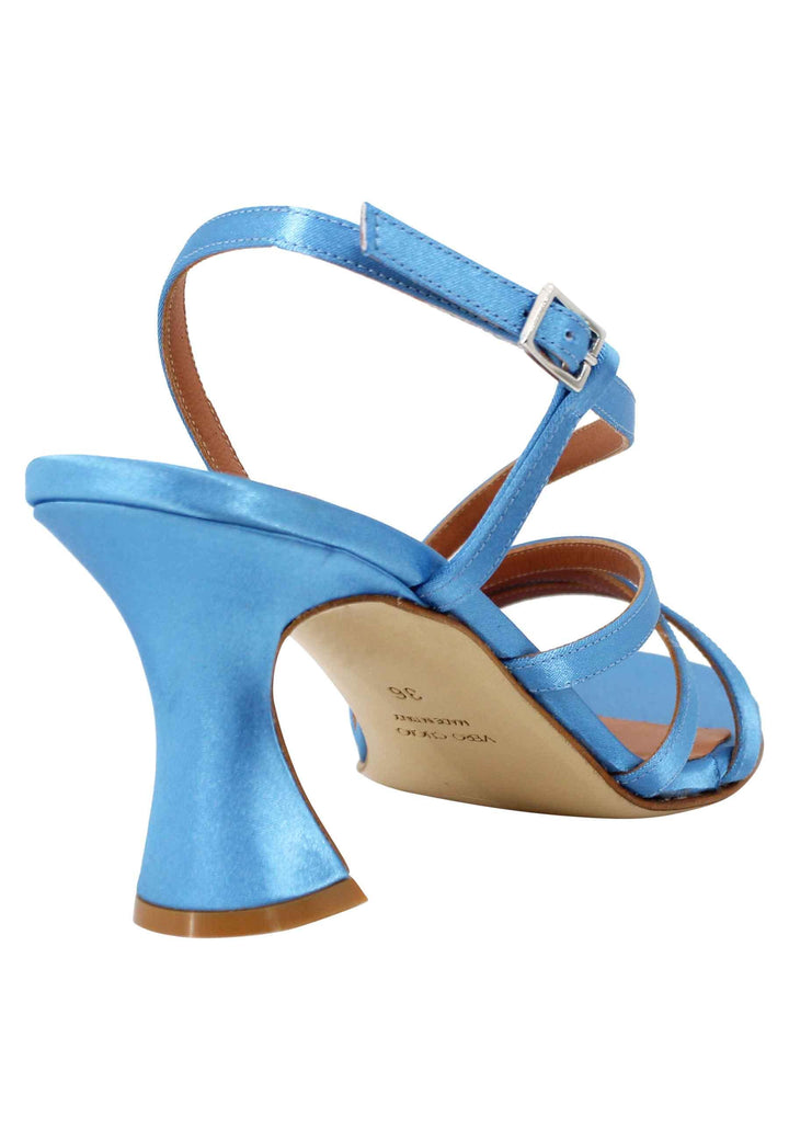 Sandali slingback donna in raso azzurro e suola in cuoio ROCK 19 051 Tattoo 