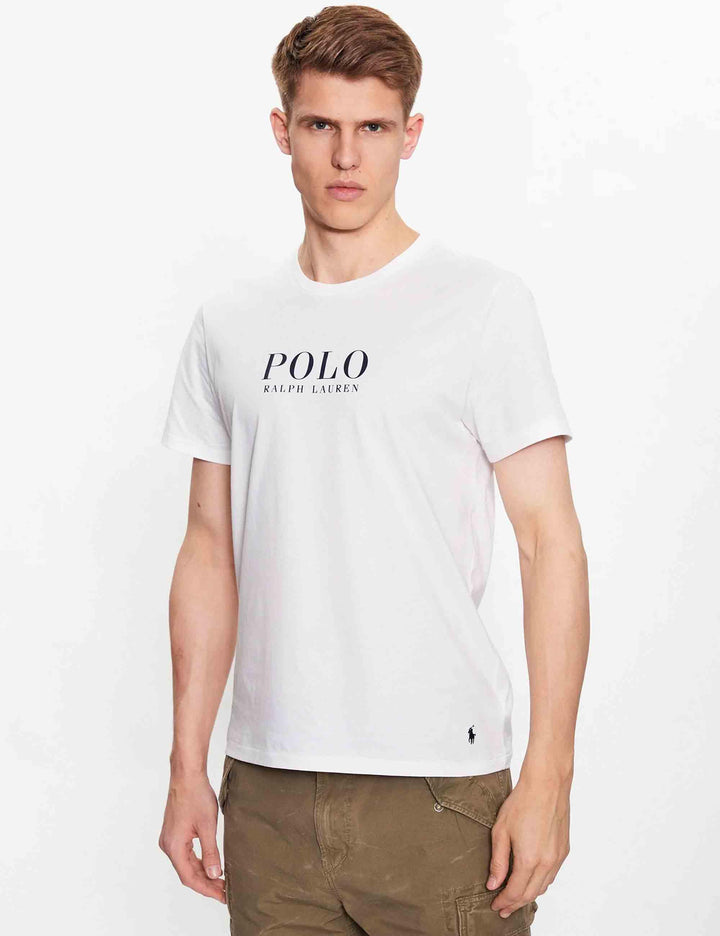 T-shirt uomo Crew in cotone bianco con stampa e logo ricamato 714899613005 WHITE Polo Ralph Lauren 