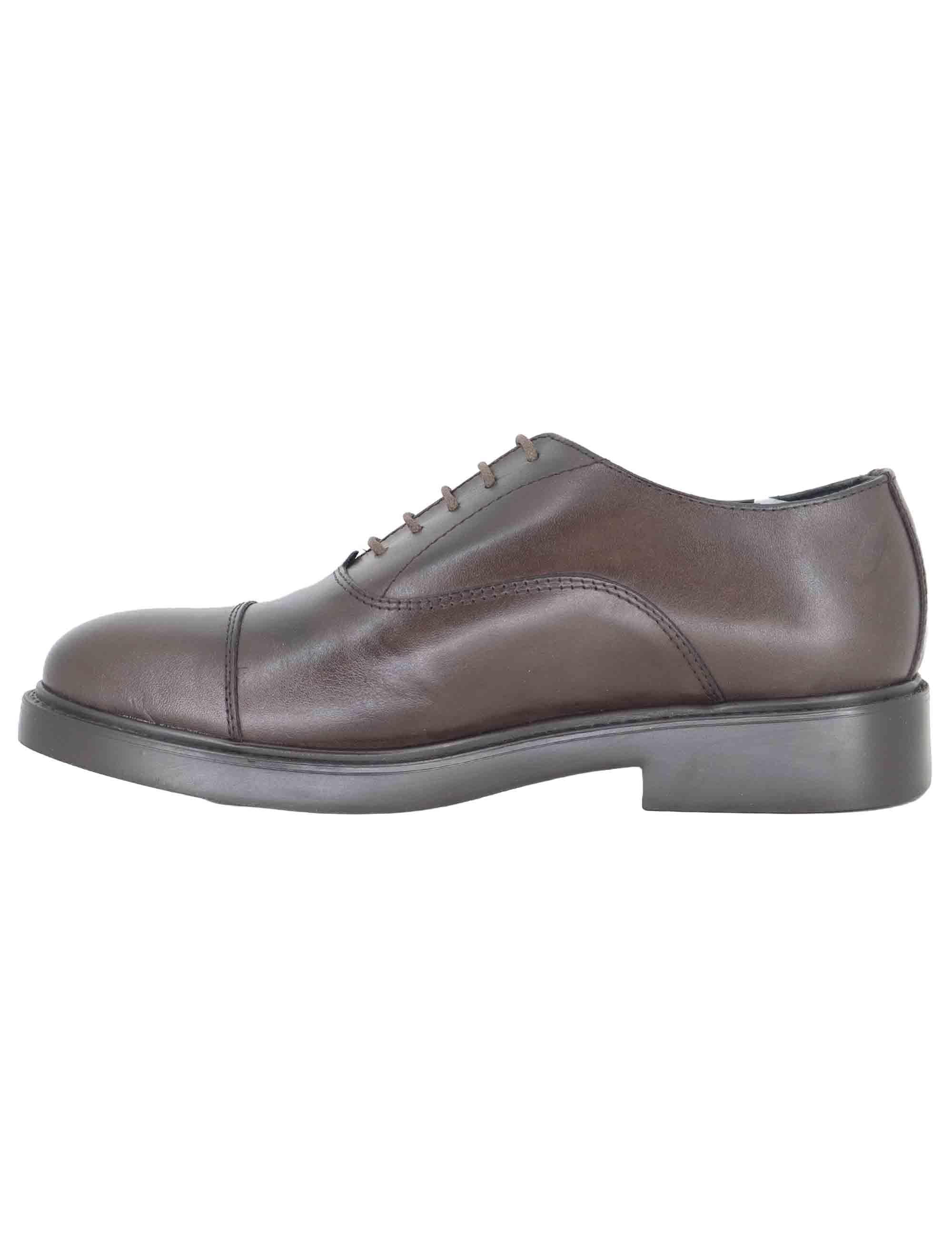 Stringate uomo in pelle marrone con suola in gomma SPDU8040 014 Spatarella 