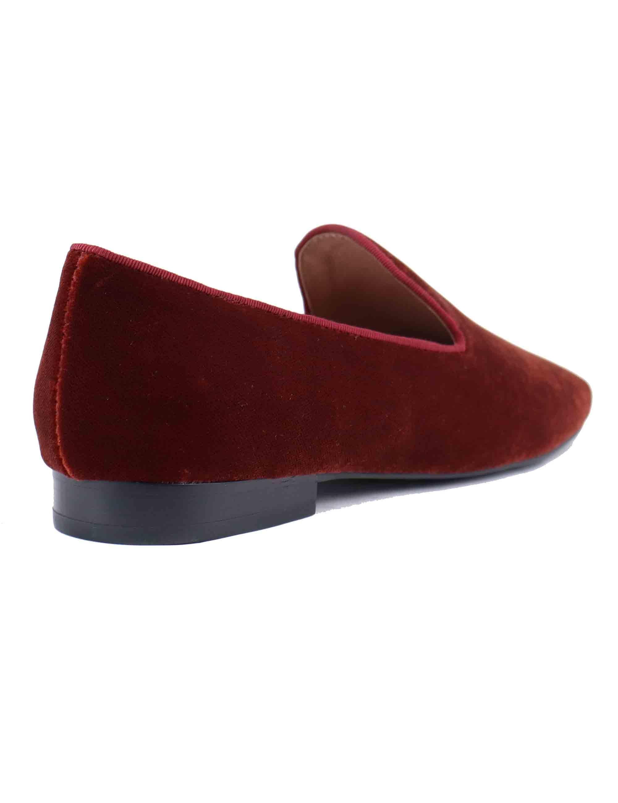 Mocassini donna in velluto bordeaux tacco basso 661Z70VK 93 Bibi Lou 