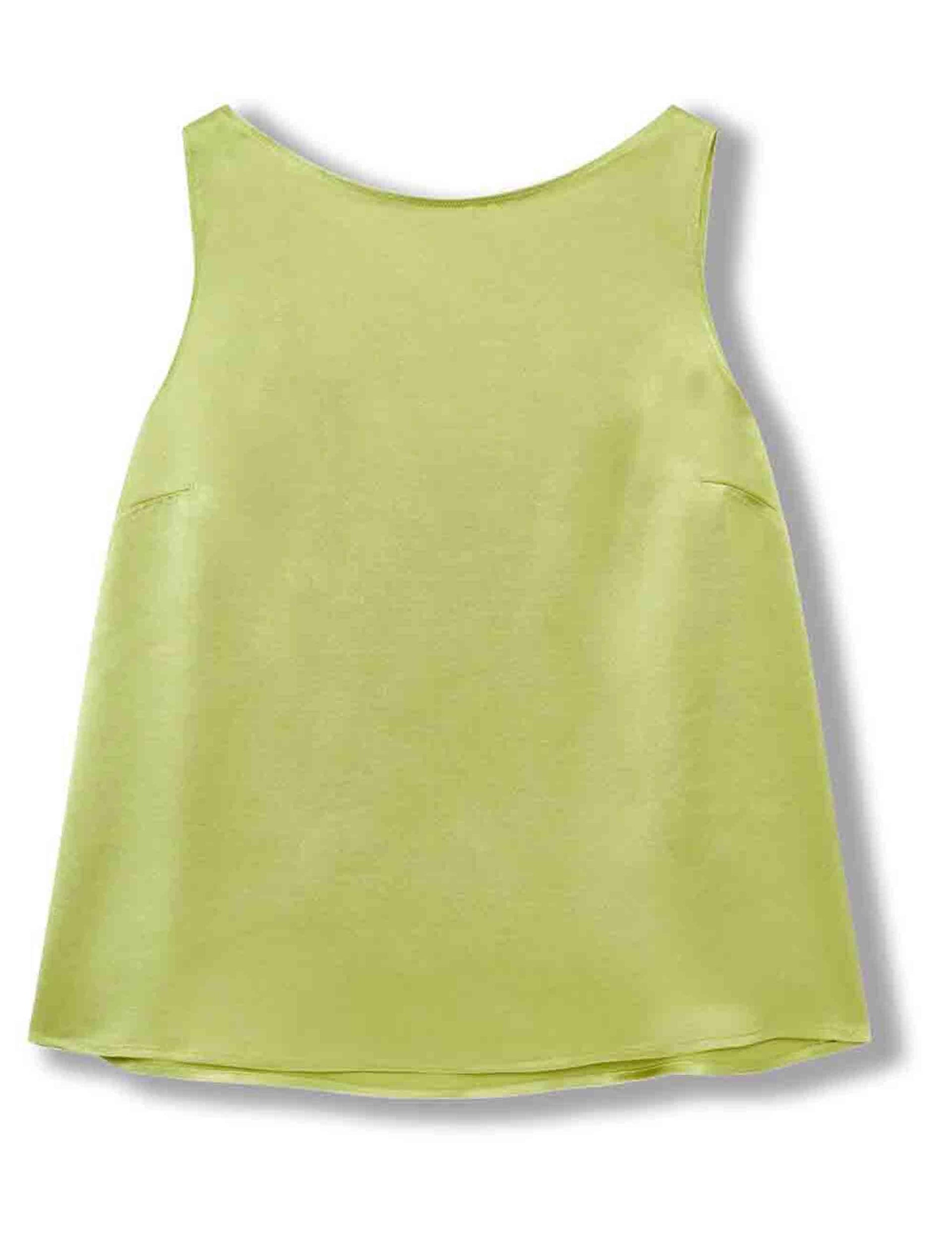Top donna Shiny Cady in satin verde svasato con scollo posteriore JP556950631 60109 Maliparmi 