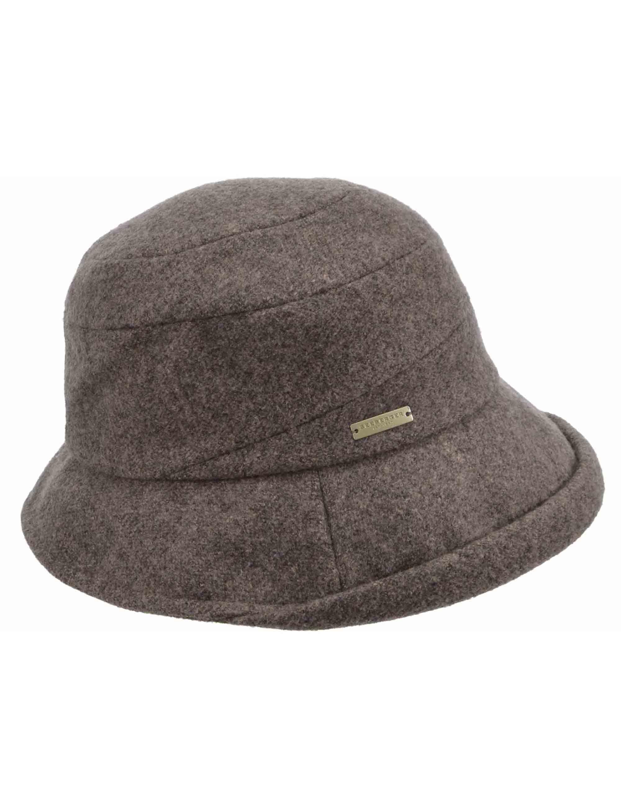 Cappelli donna Cloche in trapunta taupe con risvolto 019734-00000 87 Seeberger Est 1890 