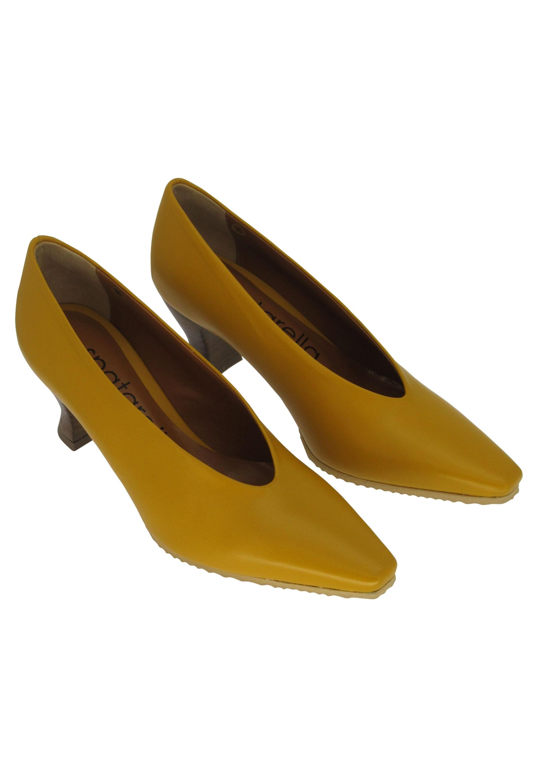 Decollete donna in pelle gialla con suola in gomma SR11 049 Spatarella 