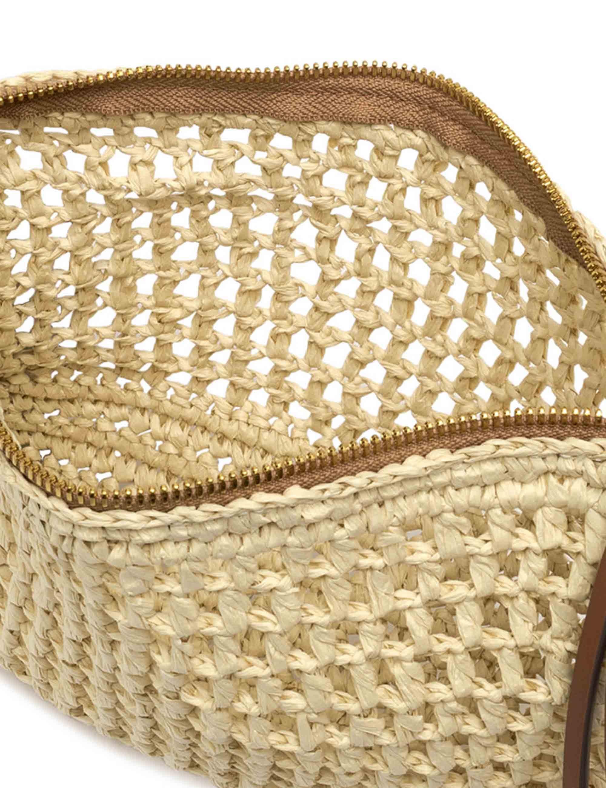 Borse donna Nefeli in rafia naturale con tracolla in pelle in tono removibile BS11950 COMM STR-CRCH 850 Gianni Chiarini 