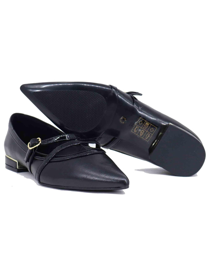 Ballerine donna in eco pelle nera con punta a punta T170008117F7 001 Exe 