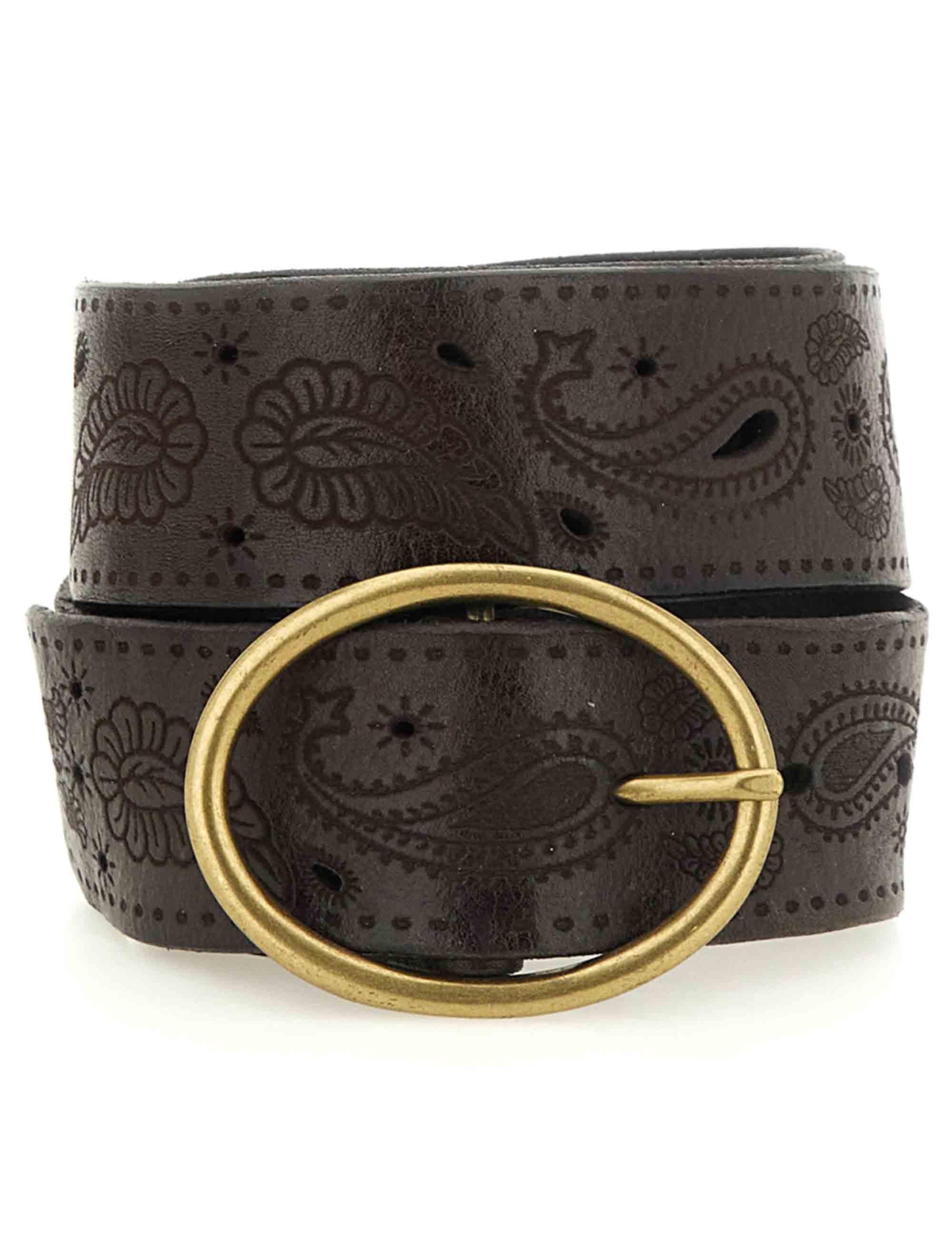 Cinture donna in pelle grigia con borchie oro C041430ND X2893 C0501 Campomaggi 