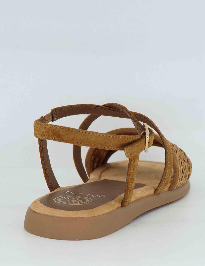 Sandali flat donna in camoscio cuoio con cinturino CHEVAL RFC_CUOI/CANNE Unisa 