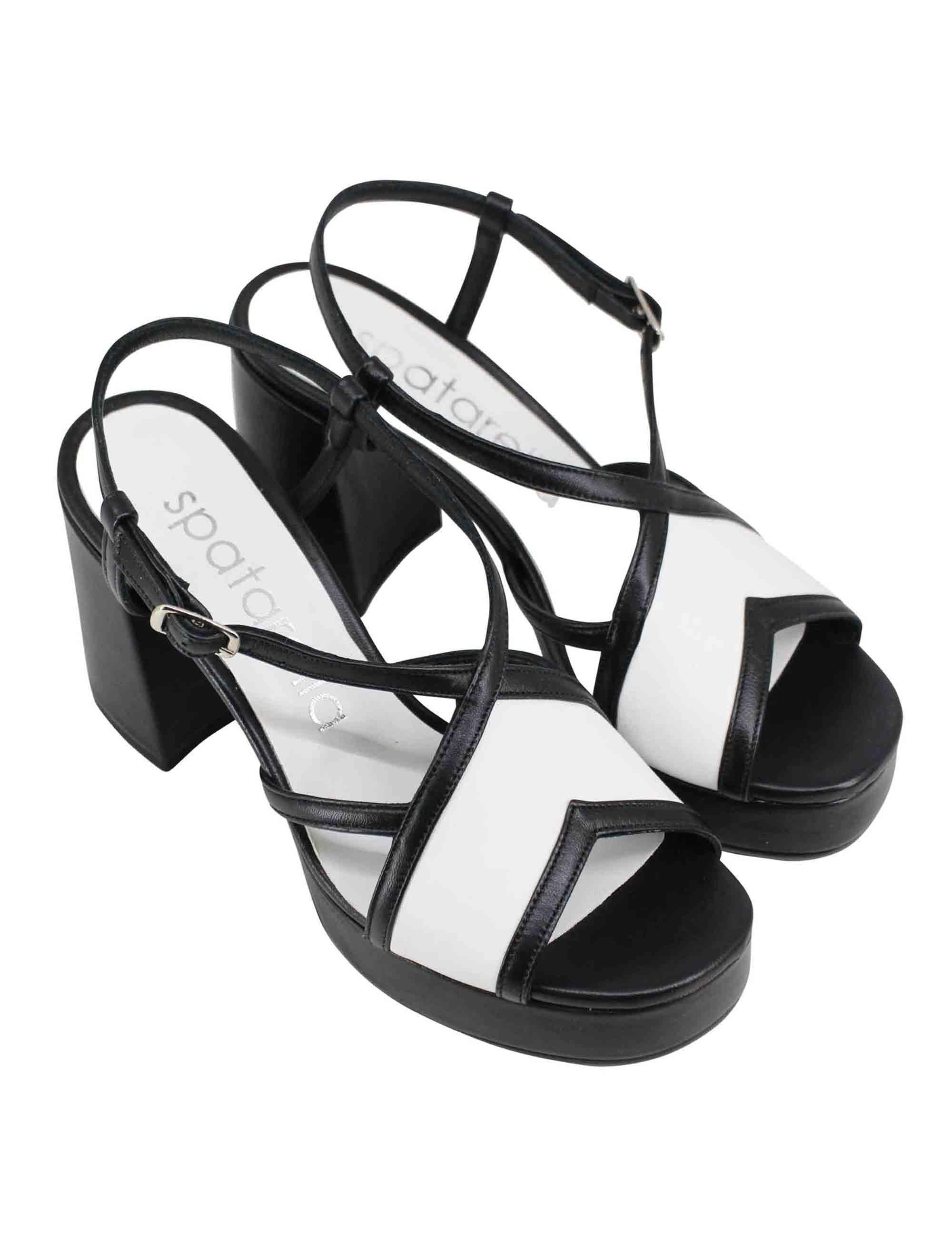 Sandali slingback donna in pelle nera tacco alto e plateau SP863 001 Spatarella 