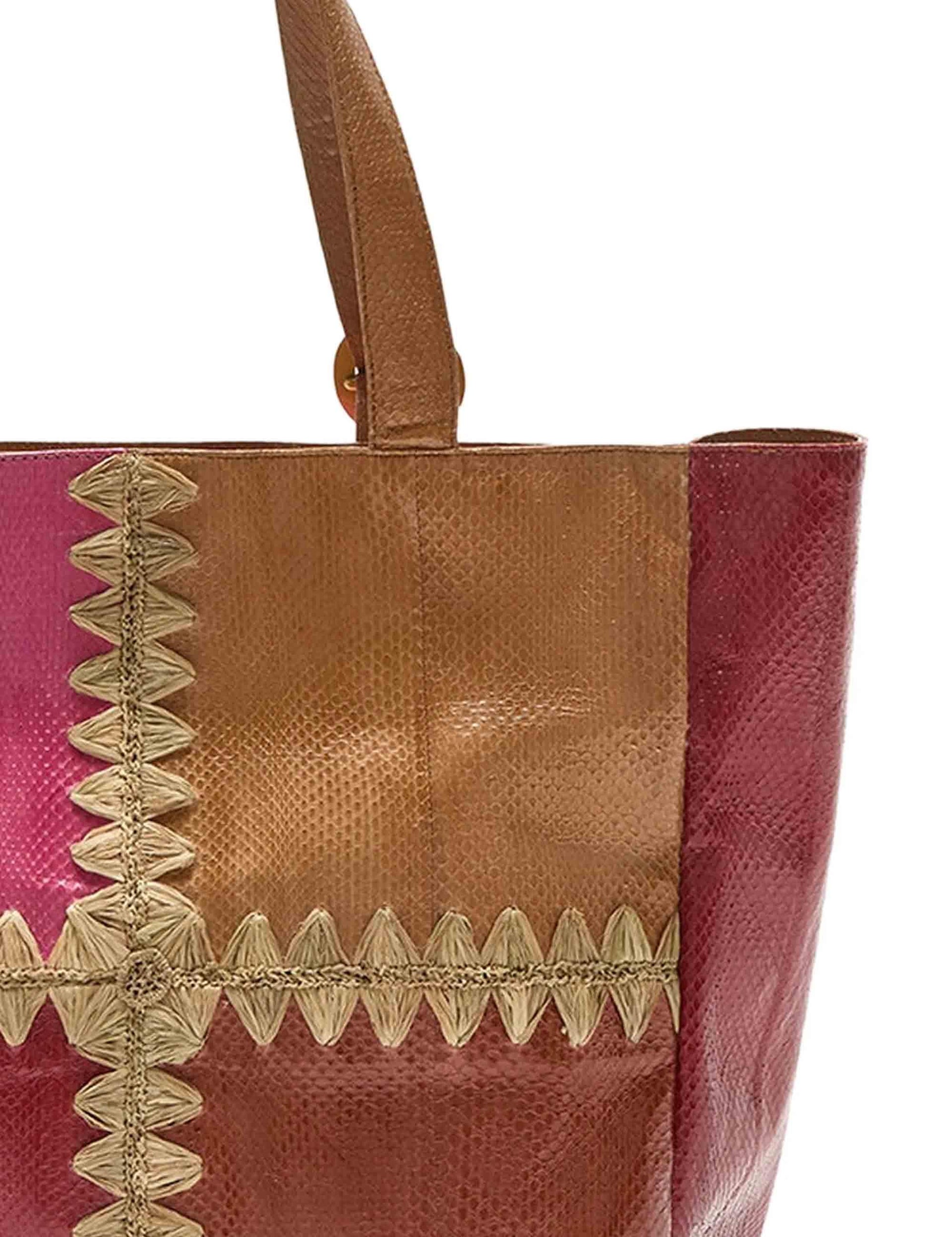 Borse donna Patchwork Thread in pelle rosa con doppi manici BH030501563 C3276 Maliparmi 