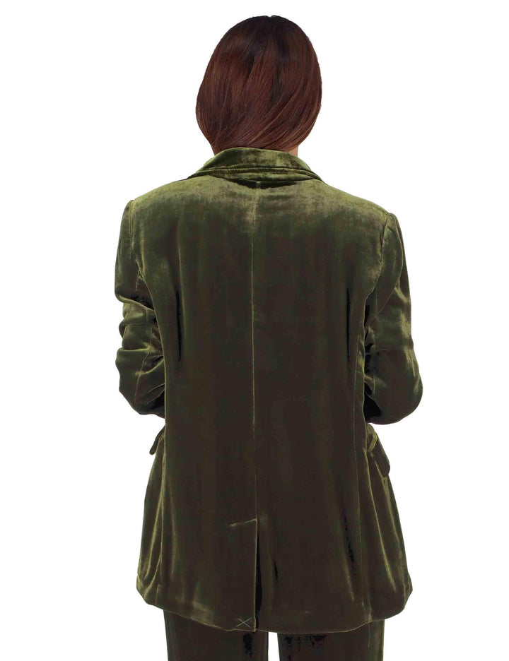 Giacche donna doppiopetto Fluid Velvet in misto seta verde JD647061026 60004 Maliparmi 