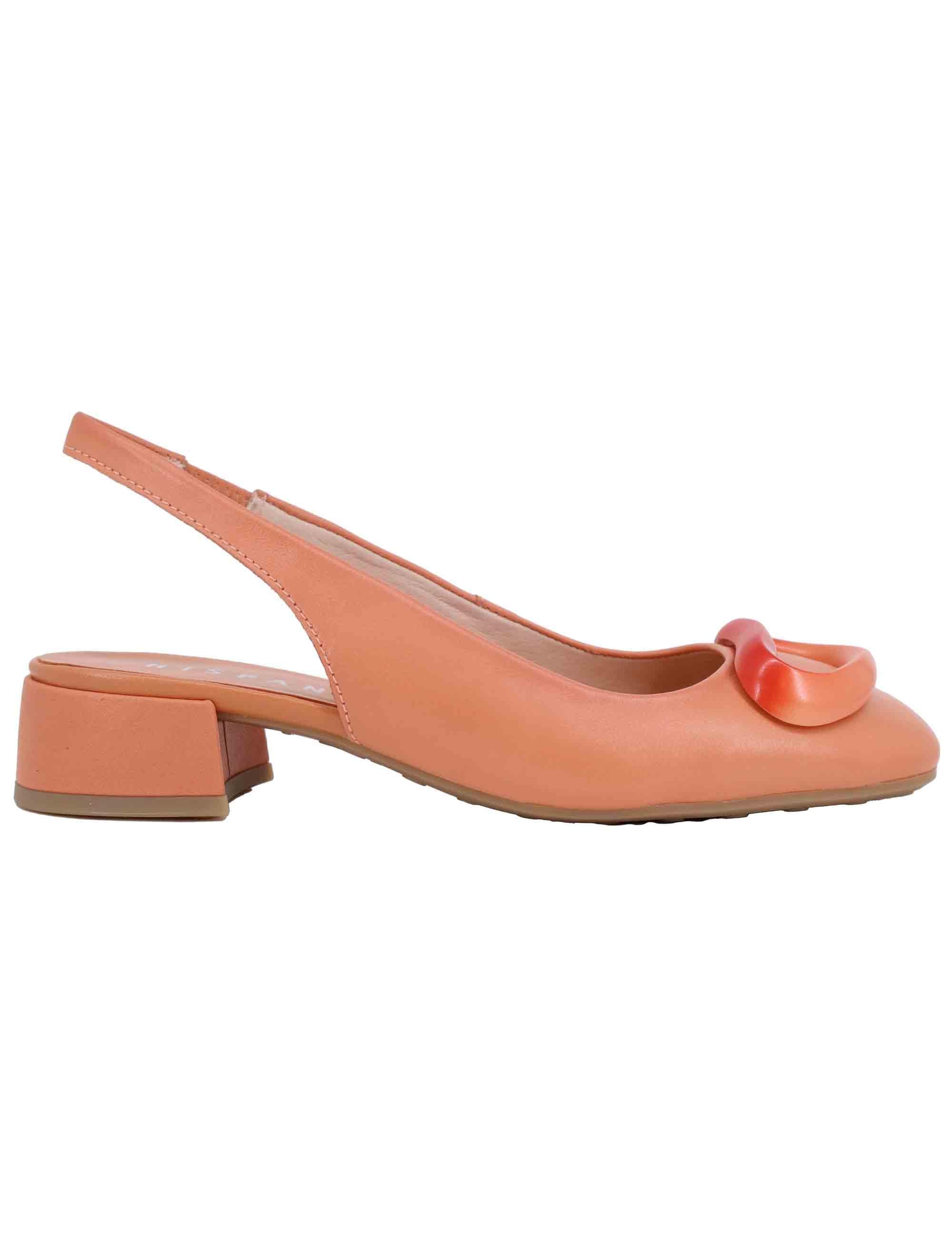 Slingback donna in pelle corallo con tacco basso HV253993 C003 Hispanitas 