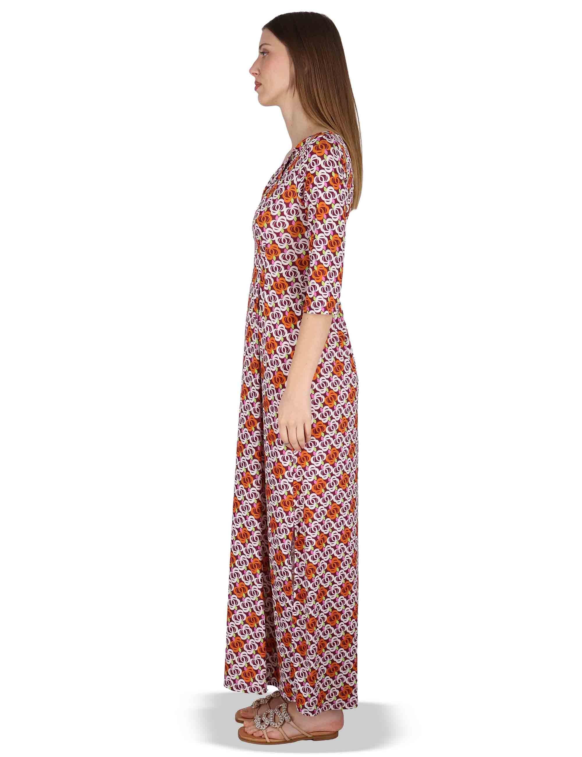 Abiti donna Long Kaftan in jersey stampa floreal bordeaux JFAAB0001-E2637-1246 4235 Justmine 