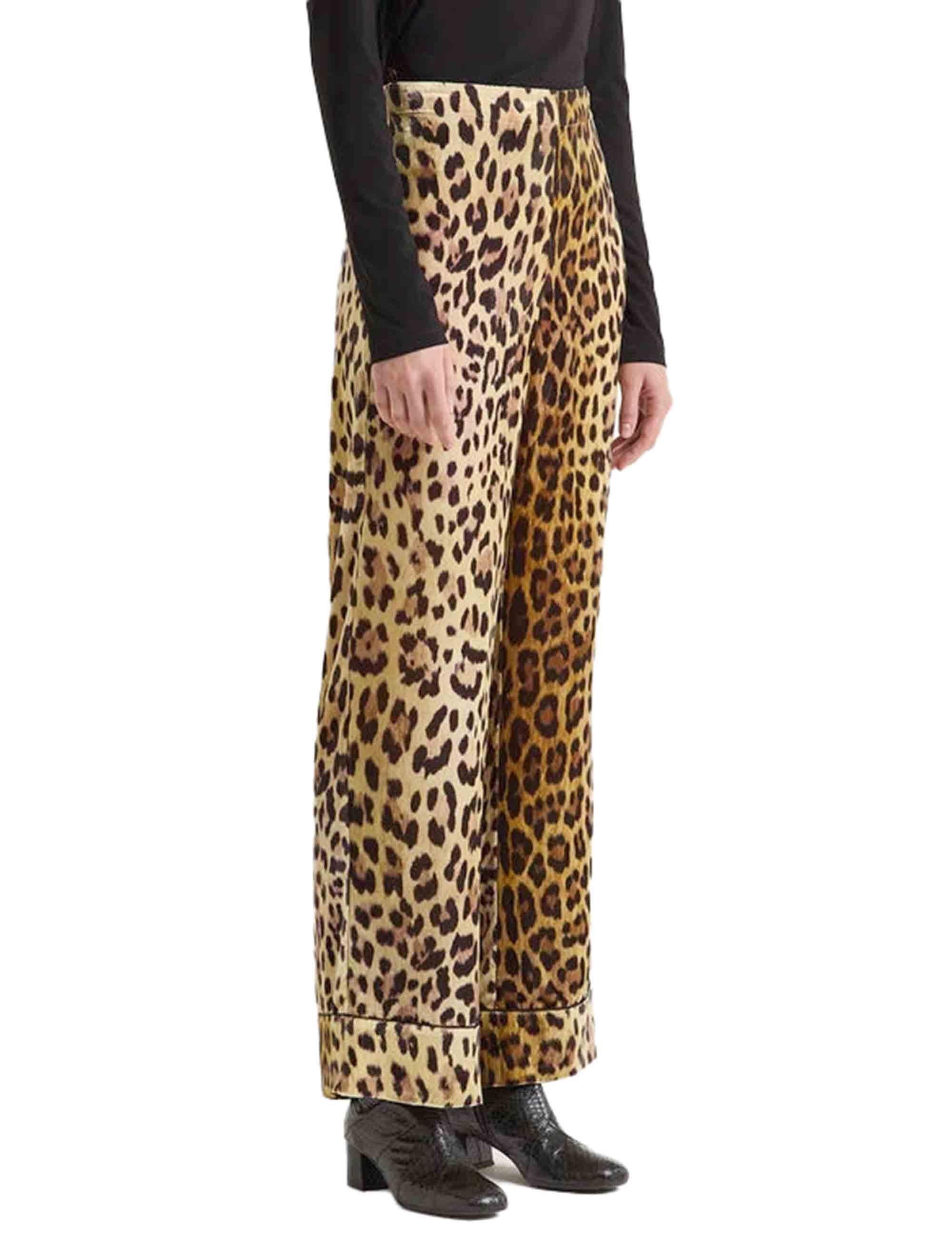 Pantaloni donna Velvet Prints in velluto e seta marrone a fantasia JH805260092 B1293 Maliparmi 