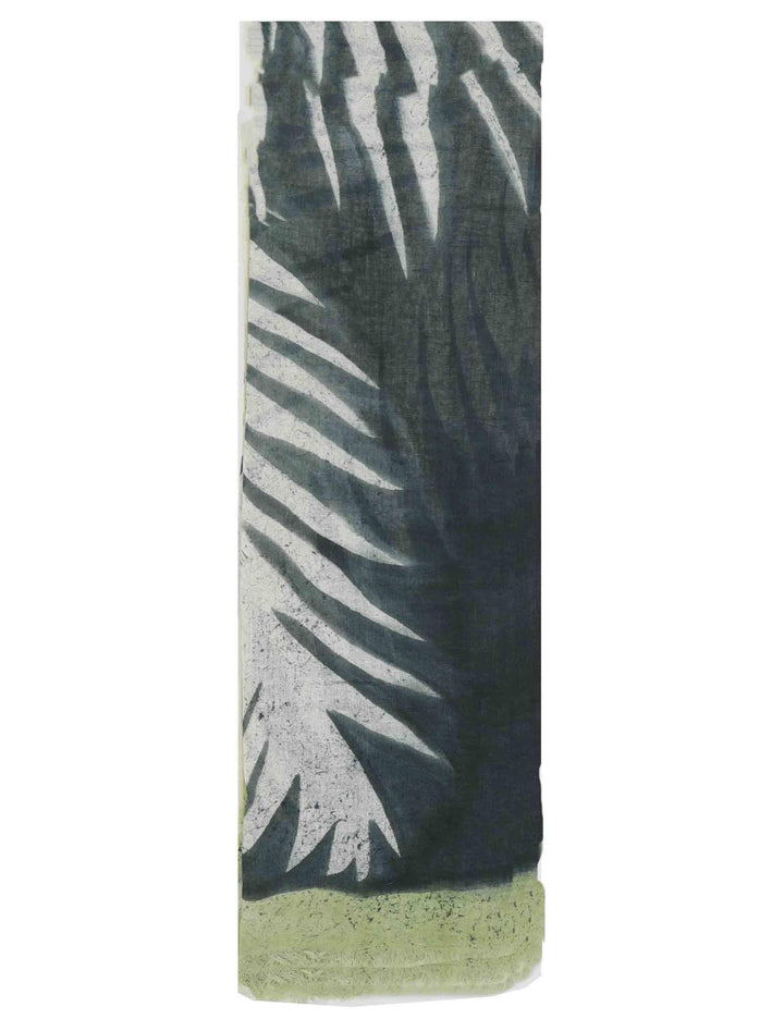 Stole maxi donna in misto lino verde e beige con blaza Wings 60260019 0012 Pyaar 