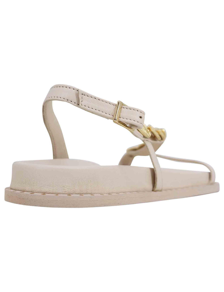 Sandali infradito donna slingback in pelle off white con foglie d'oro K809 001 Kotris 