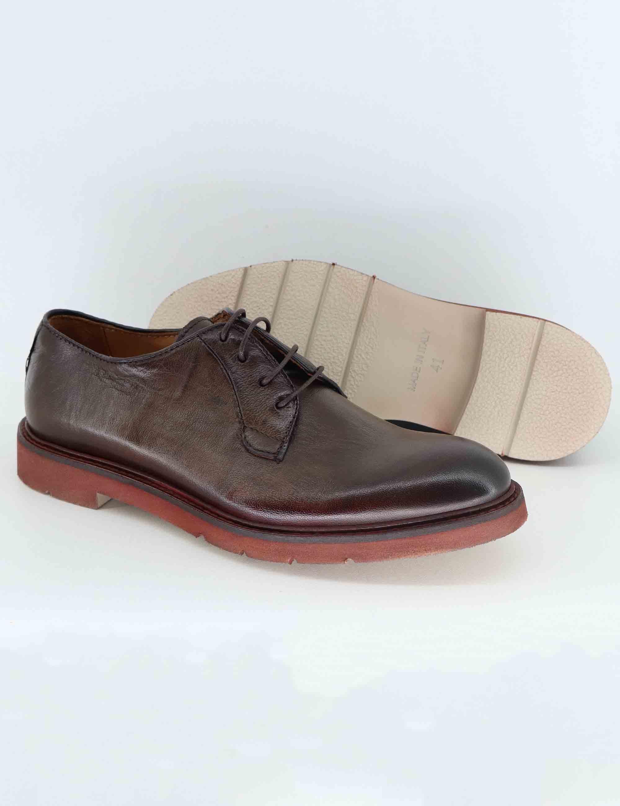 Stringate uomo in pelle marrone con suola in gomma SPR1145 032G Spatarella 