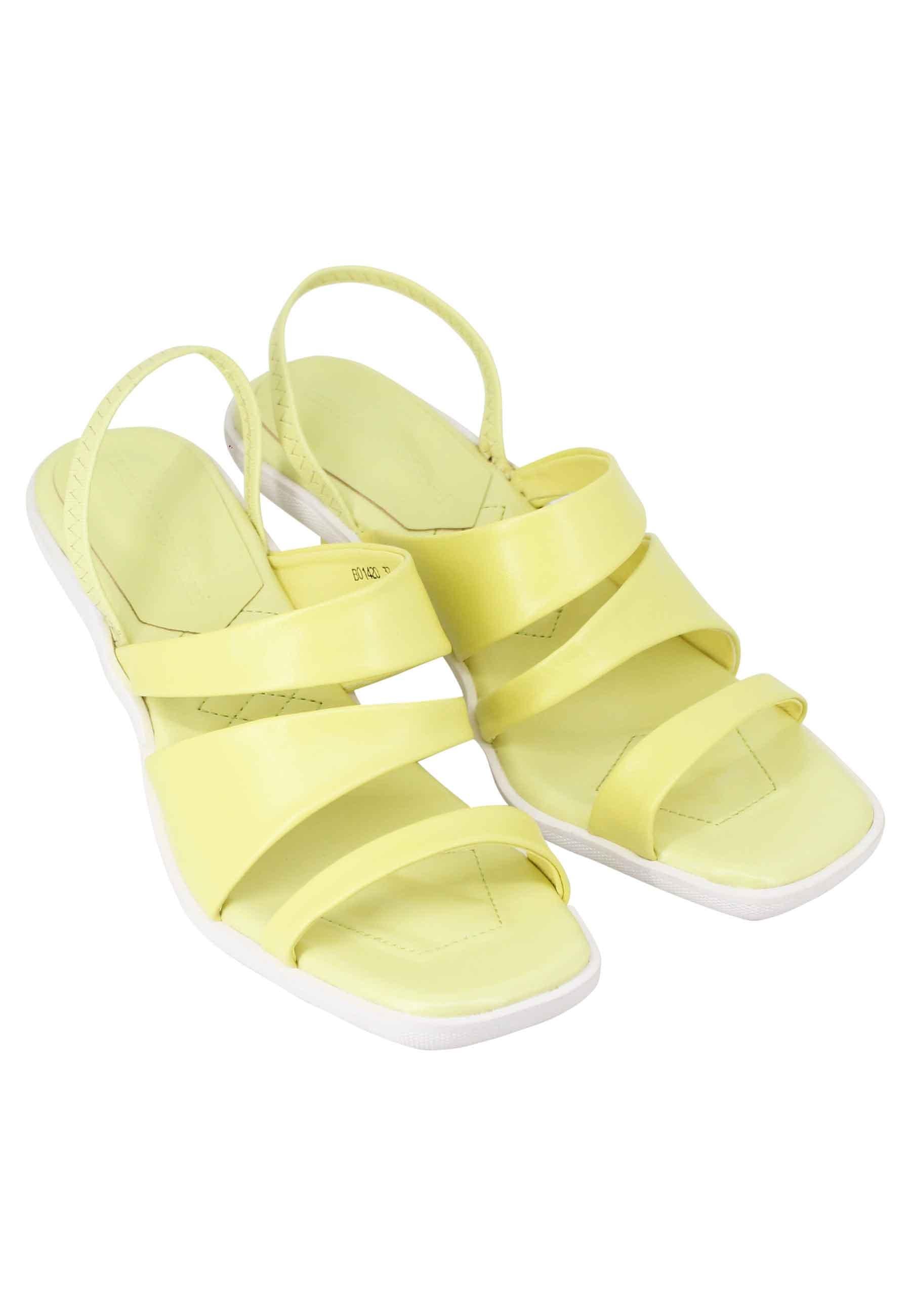 Sandali slingbak donna in pelle gialla con suola in gomma e tacco colorato BO1420 007 Manufacture D'Essai 