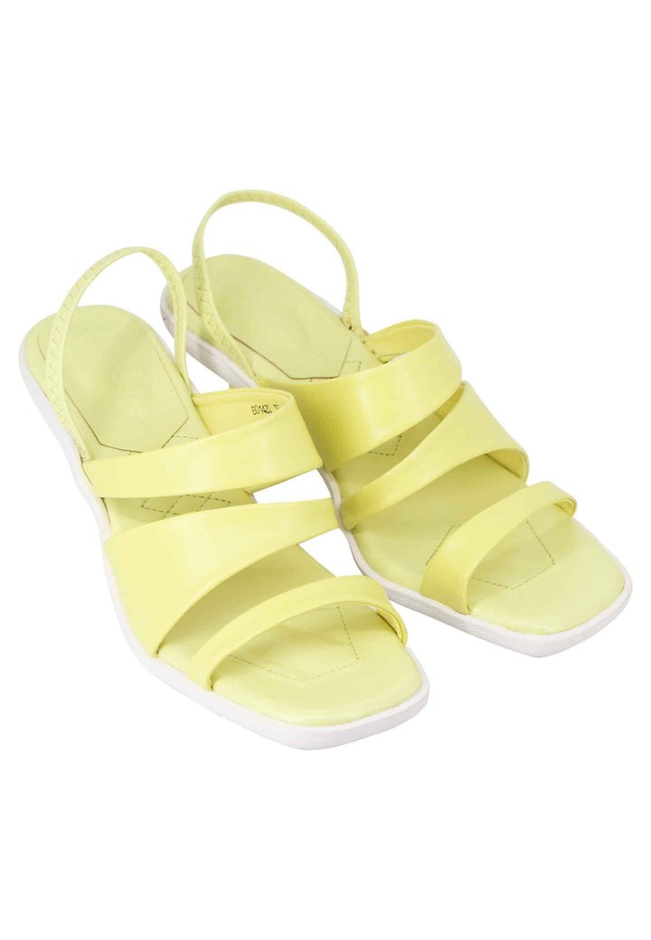 Sandali slingbak donna in pelle gialla con suola in gomma e tacco colorato BO1420 007 Manufacture D'Essai 