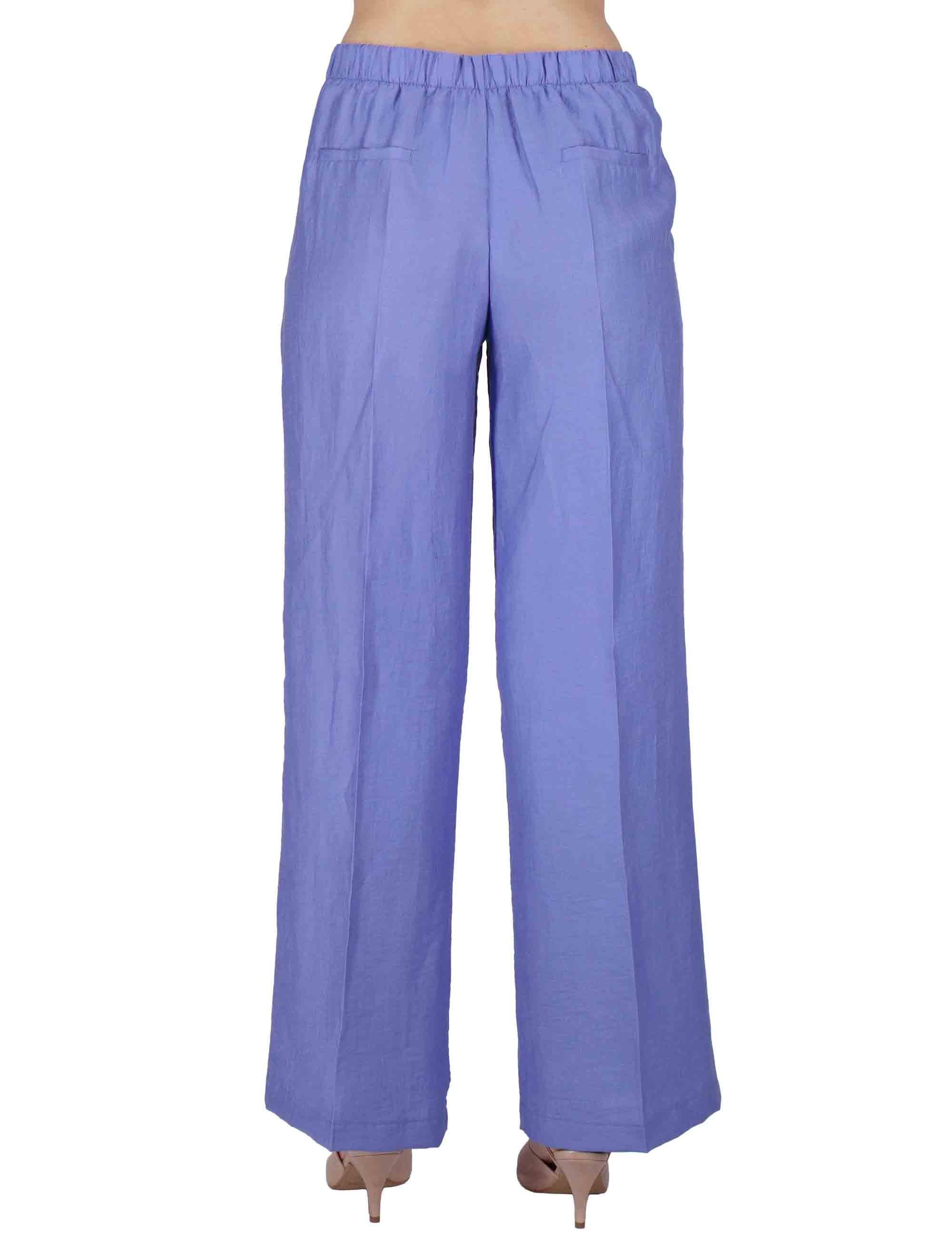 Pantaloni donna Elastic Waist Trousers in lino blu con elastico in vita JABPN0001-F1369-1254 6090 Justmine 