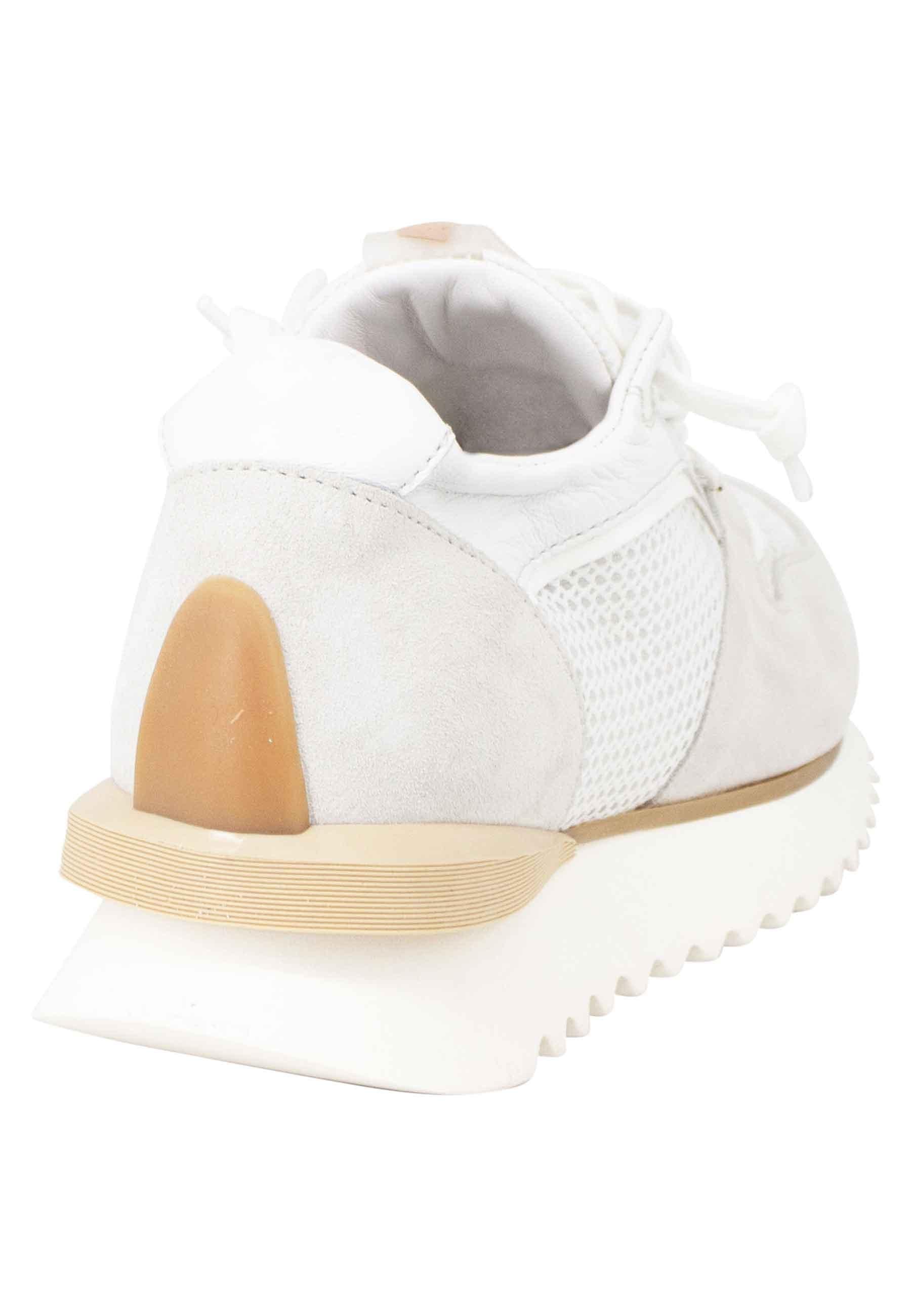 Sneakers donna in pelle e tessuto bianco fondo running RUFFLE 101 Andia Fora 
