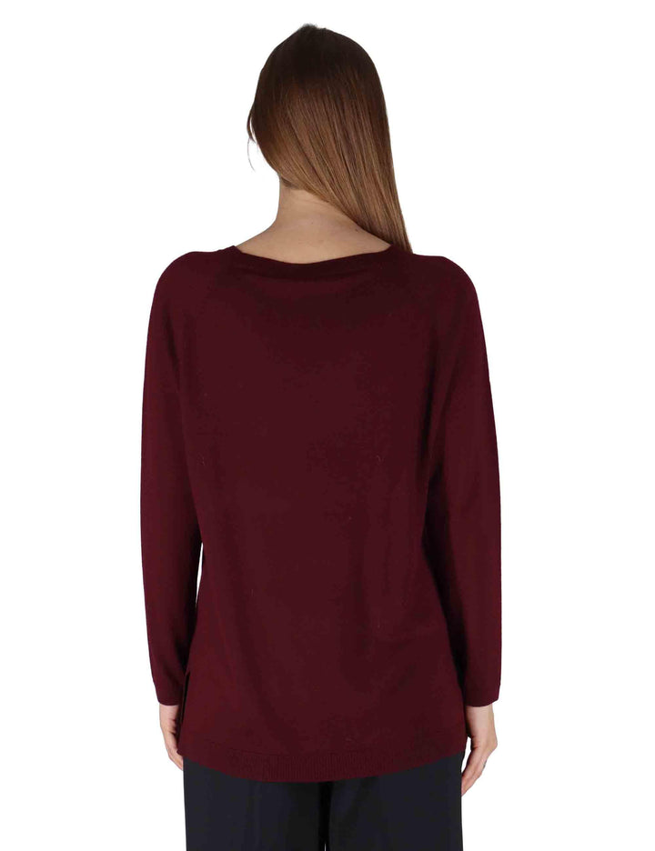 Maglioni donna girocollo Colors of the World in lana bordeaux JQ509974230 50022 Maliparmi 