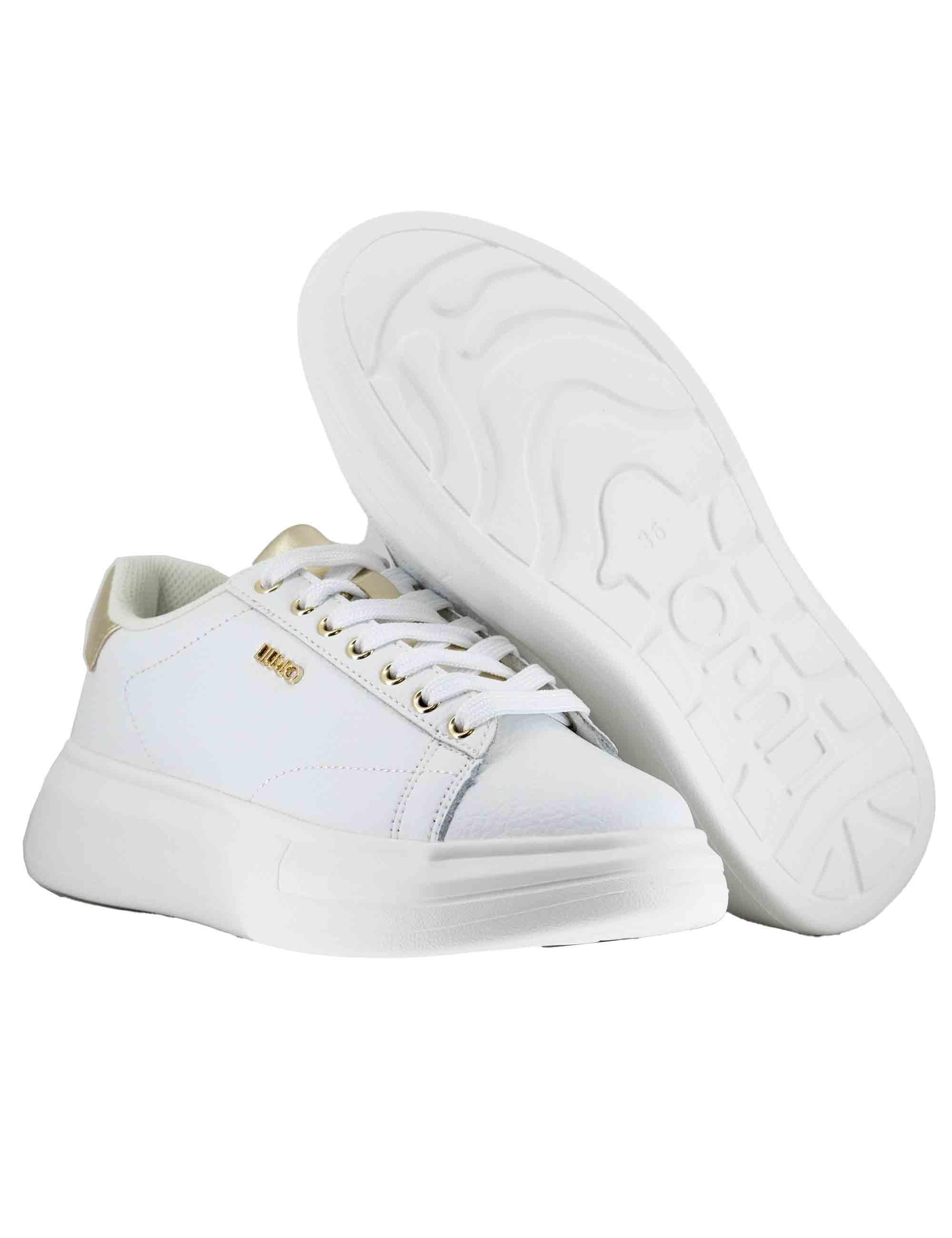 Sneakers donna Babol 01 in pelle bianca e oro con suola alta 5 cm BF5059PX748S1052 WHITE/L. GOLD Liu-Jo 