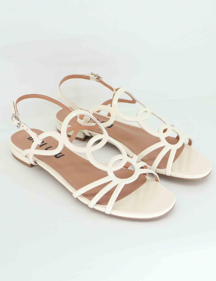 Sandali flat donna Nora in vernice bianca con cinturini 692Z21VK 100 Bibi Lou 