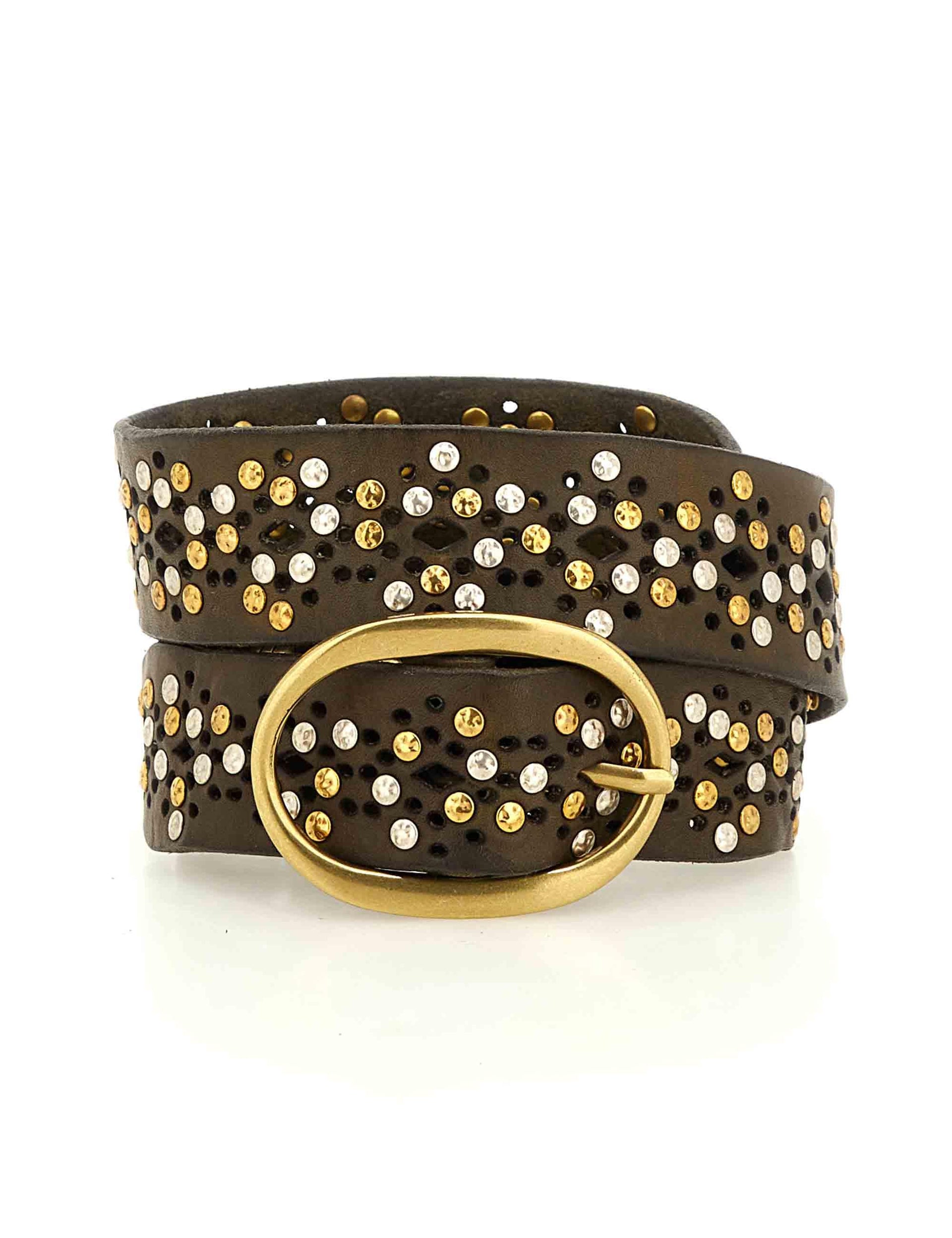 Cinture donna in pelle testa di moro con borchie oro C009950ND X2943 C1501 Campomaggi 