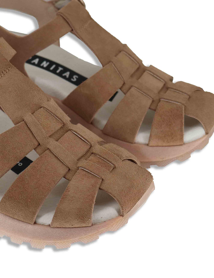 Sandali donna in camoscio cuoio con fasce cinturino e suola running HV264848 ALMOND Hispanitas 