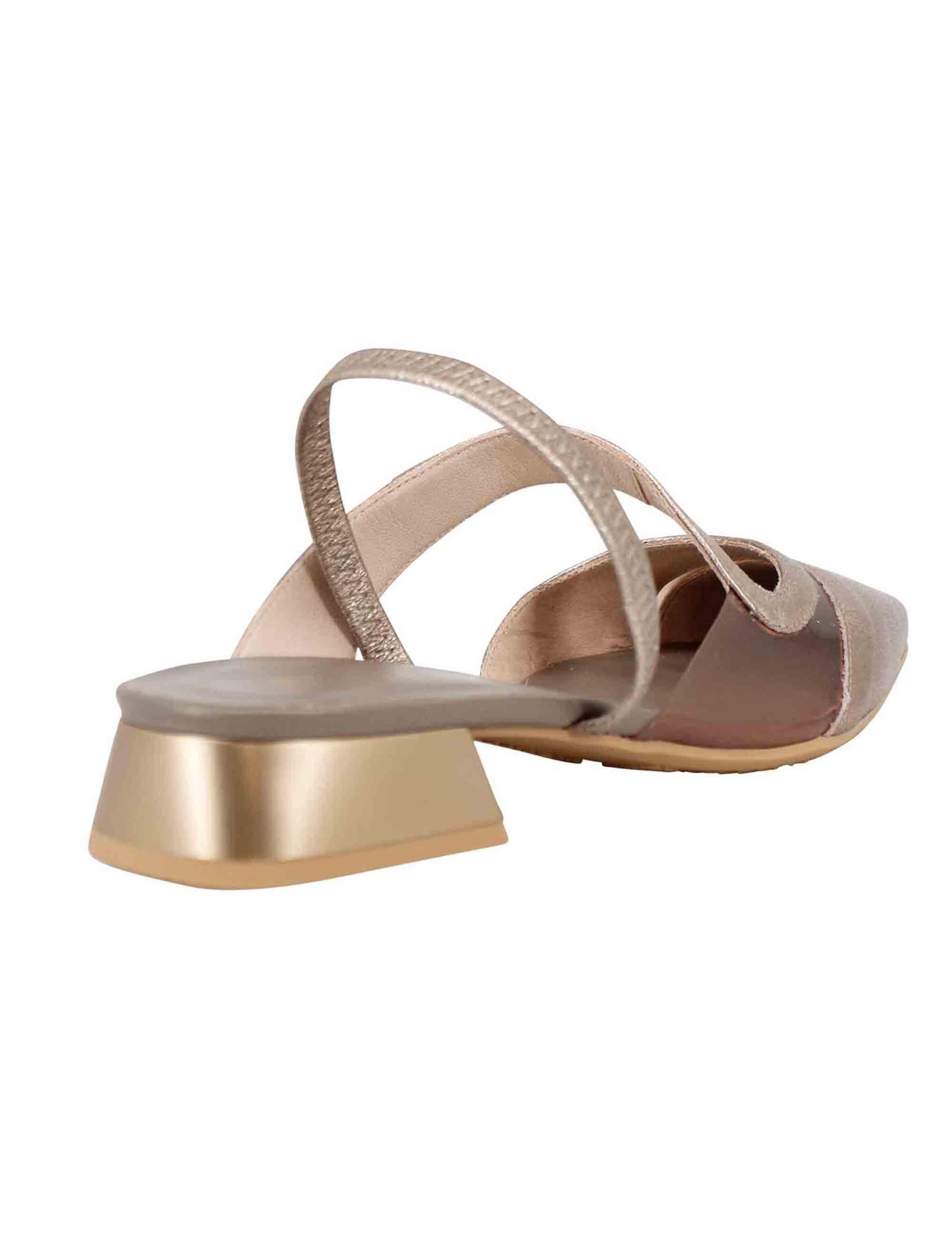 Decollete slingback donna in pelle bronzo tacco basso HV243405 C014 Hispanitas 