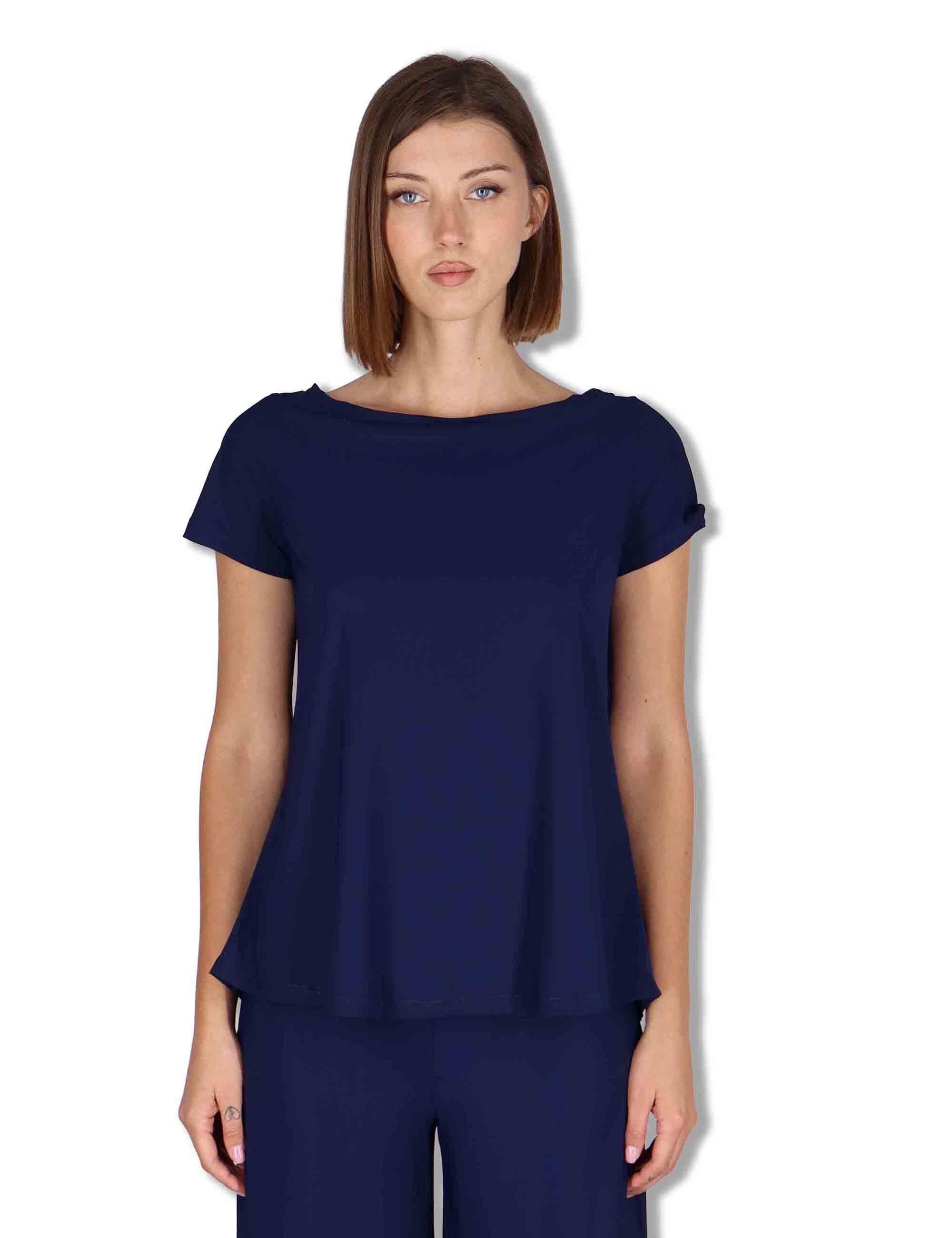T-Shirt donna Soft in jersey blu mezza manica JK028170210 80043 Maliparmi 