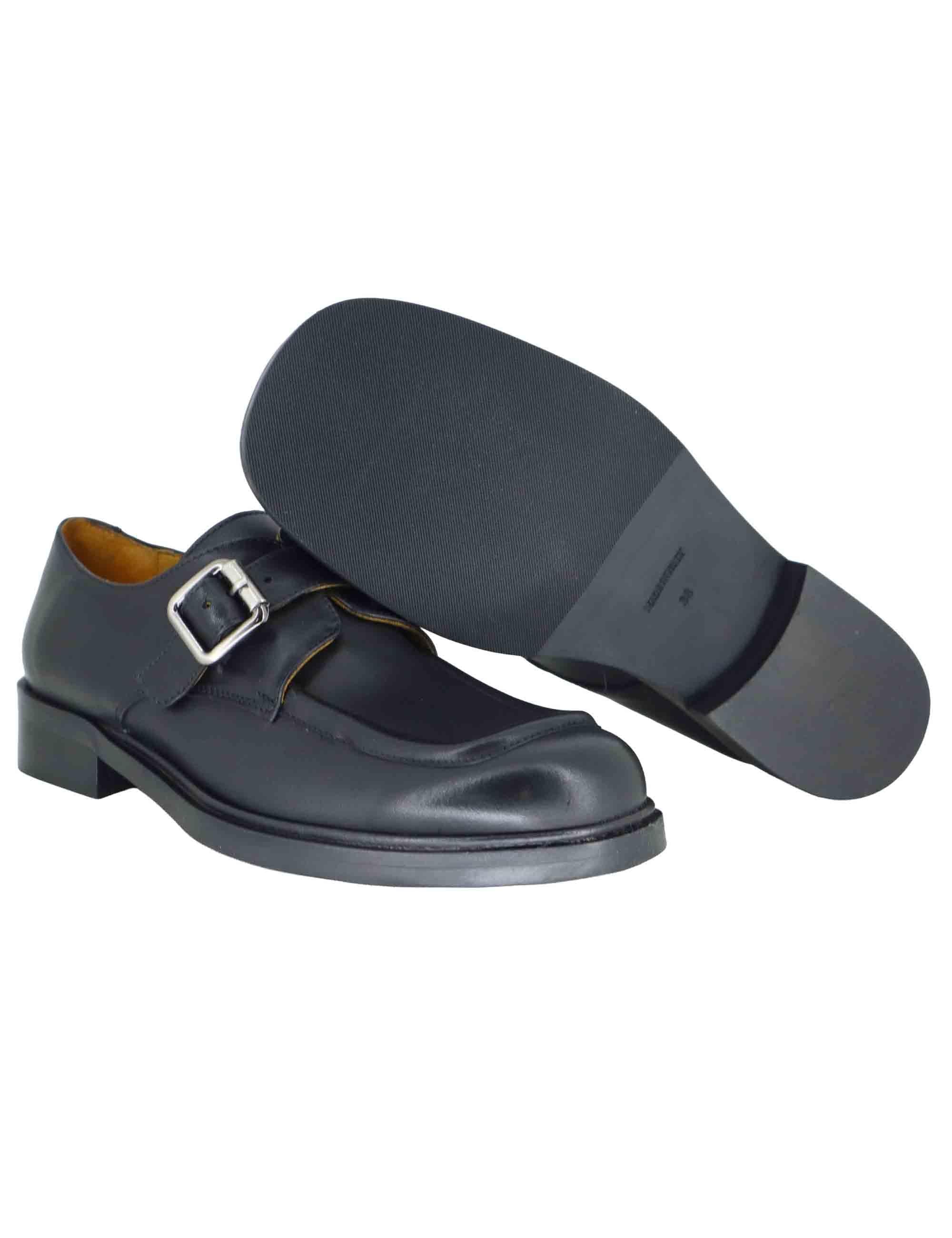 Mocassini donna in pelle nera con suola in gomma e tacco basso SPA600 001 Spatarella 