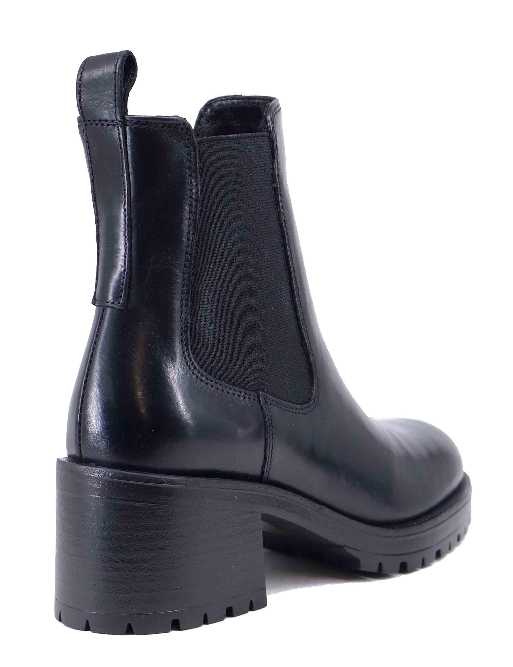 Stivaletti beatles donna in pelle nera con tacco medio 2MAZ200 001 Dei Colli 