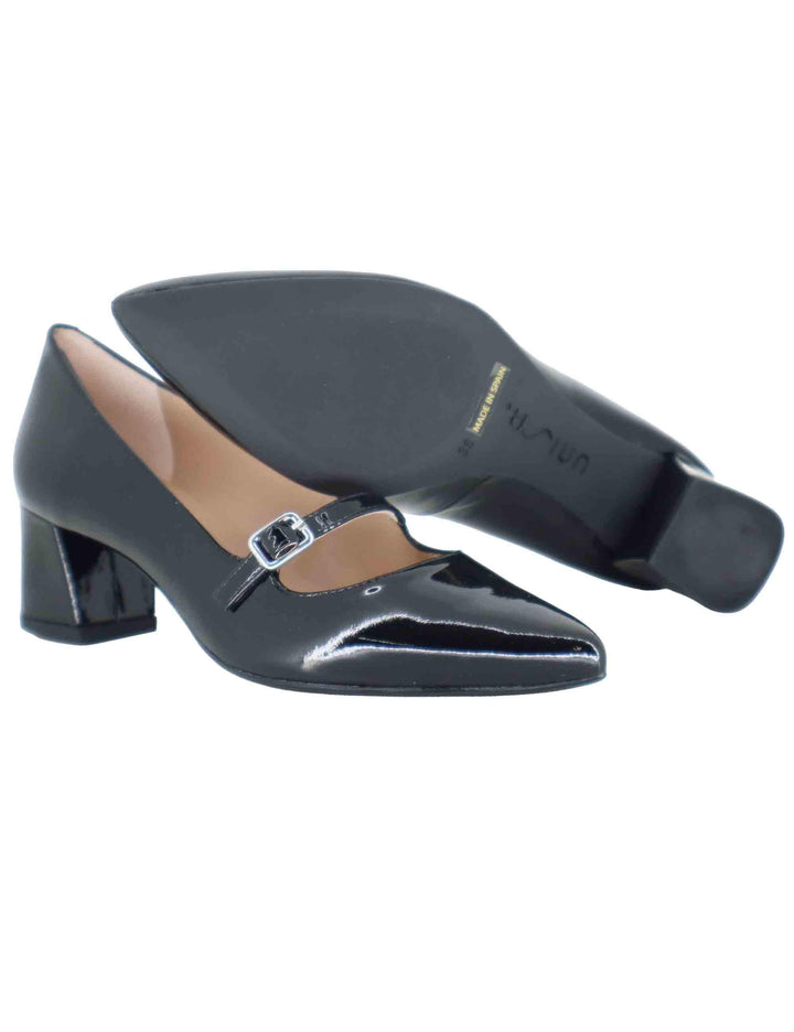 Decollete donna in vernice nera con cinturino JUNDE PA BLACK Unisa 