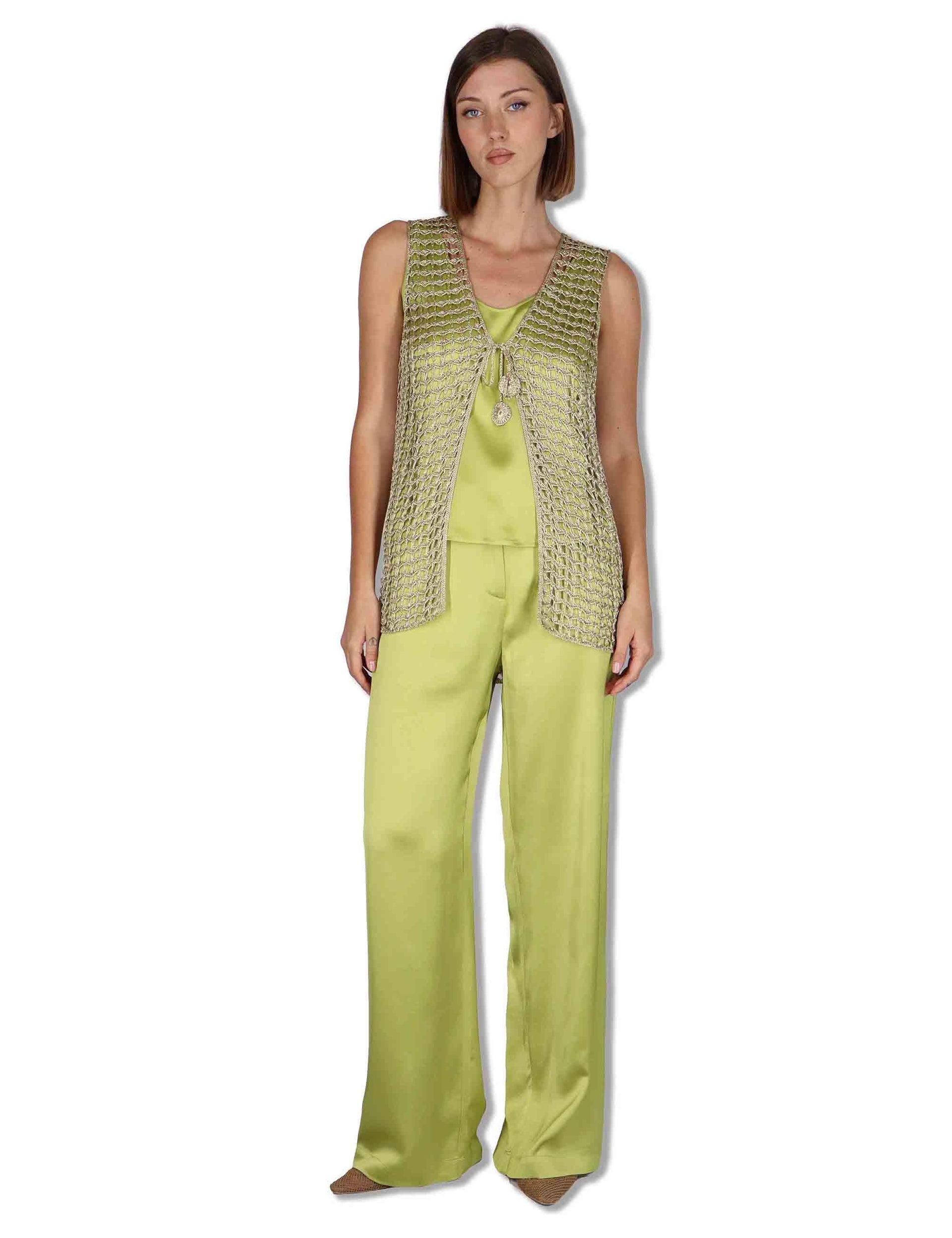 Gilet donna Metallic Lurex in cotone oro con nappine JE113078213 90013 Maliparmi 